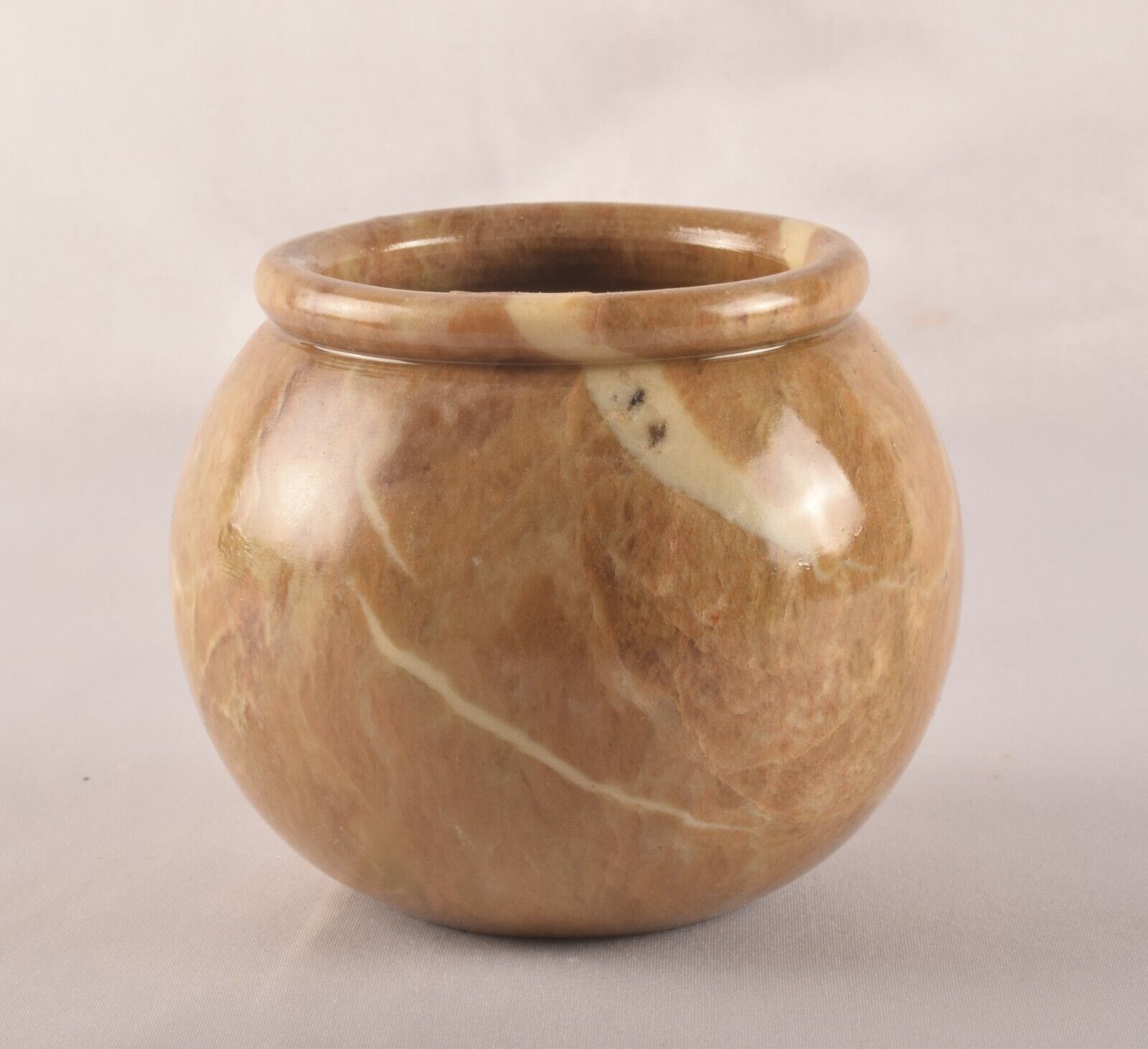 Hand Carved Soapstone Decorative Pot Natural Colour Polished Made in india