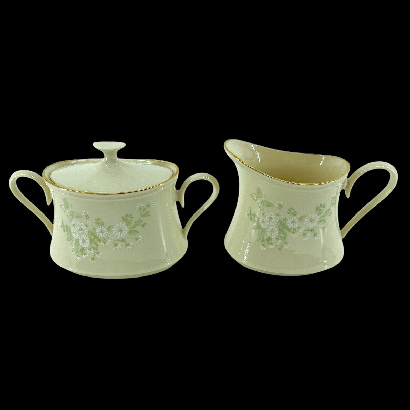 Lenox Special L162 Creamer & Sugar Bowl with Lid Made In USA Set Off White Gift