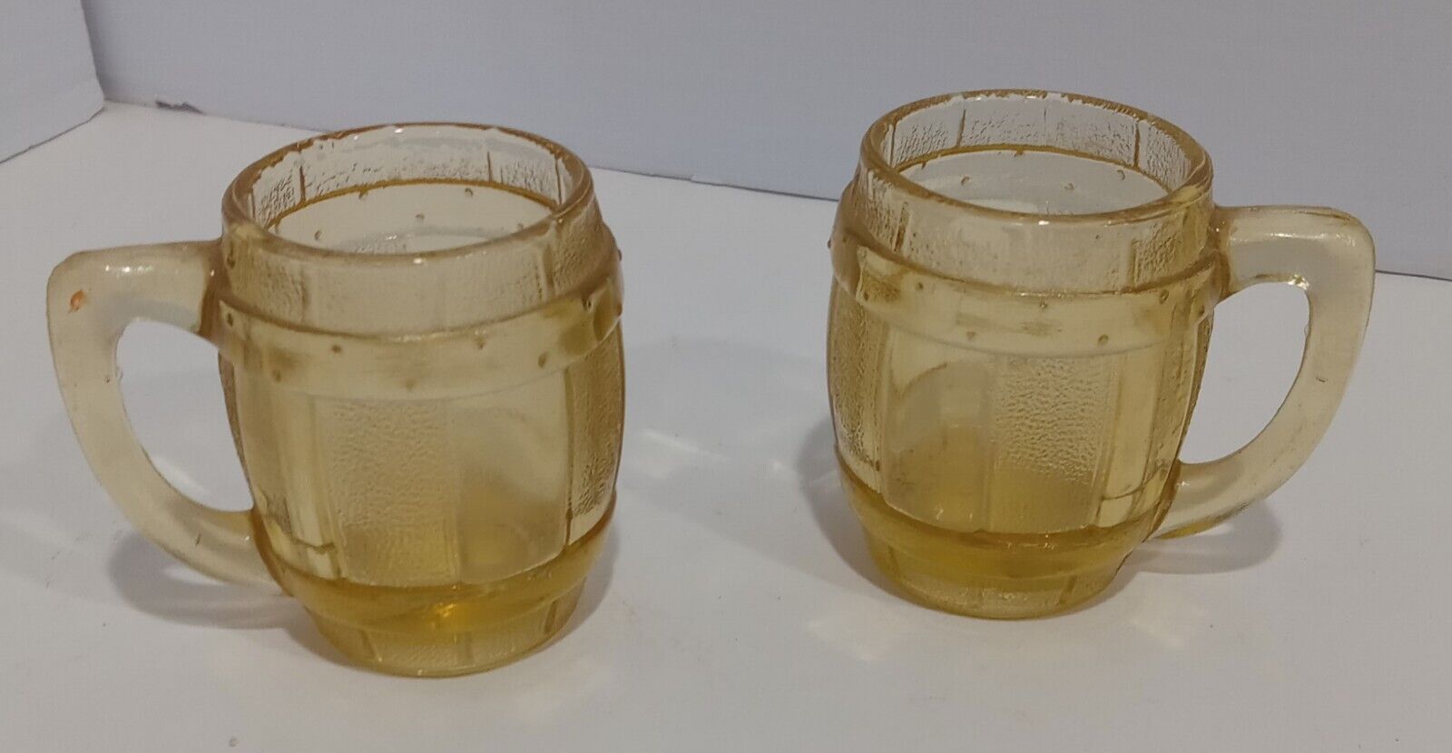 Vintage Amber Whiskey Barrel Glass Shot Glasses (Set Of 2)