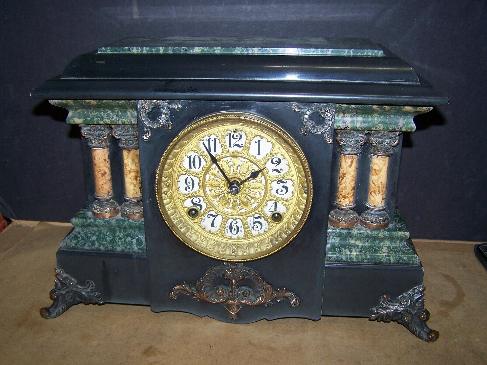 Antique Seth Thomas 4 Column Adamantine Mantle Clock Patented 1880 imperial