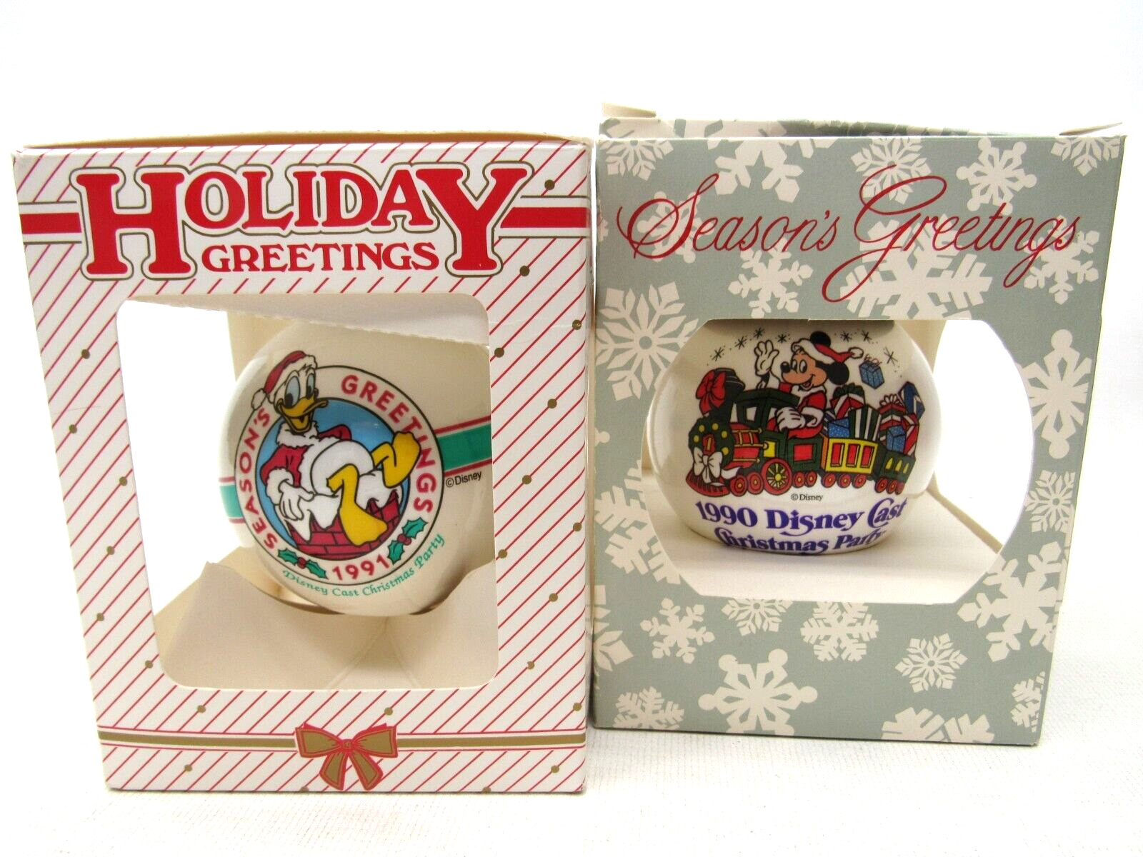RARE 1990 & 1991 Walt Disney World Cast Christmas Party Ornaments