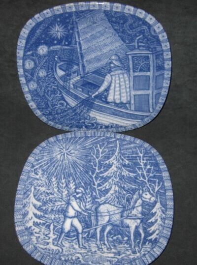 2 Julen Rorstrand Sweden Plates 1968 1969 Christmas Limited Edition