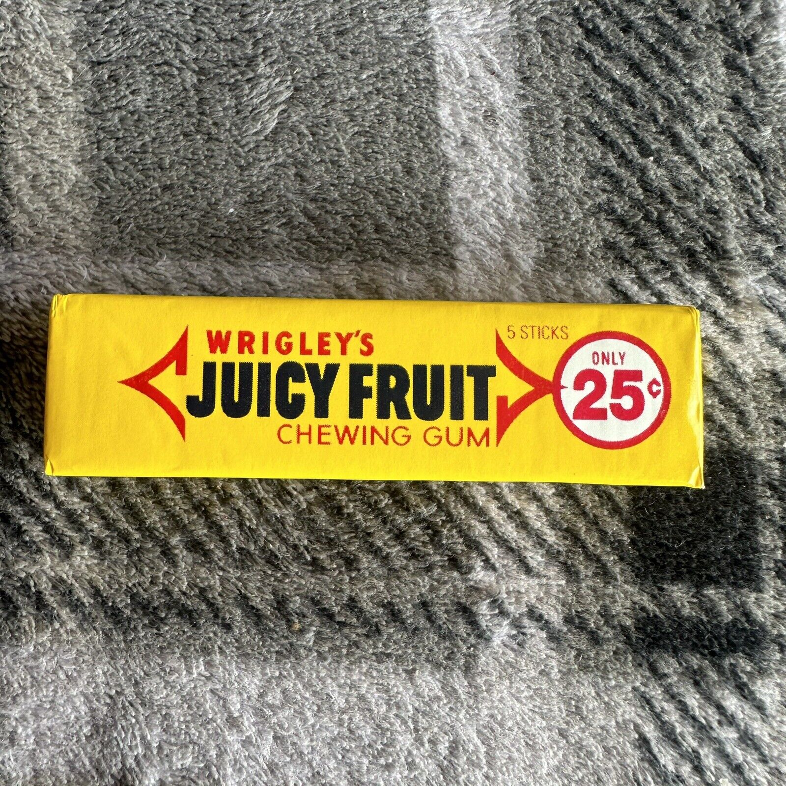 RARE Vintage WRIGLEY\'S JUICY FRUIT Chewing Gum 5 Sticks Candy 1991 25 Cents NOS
