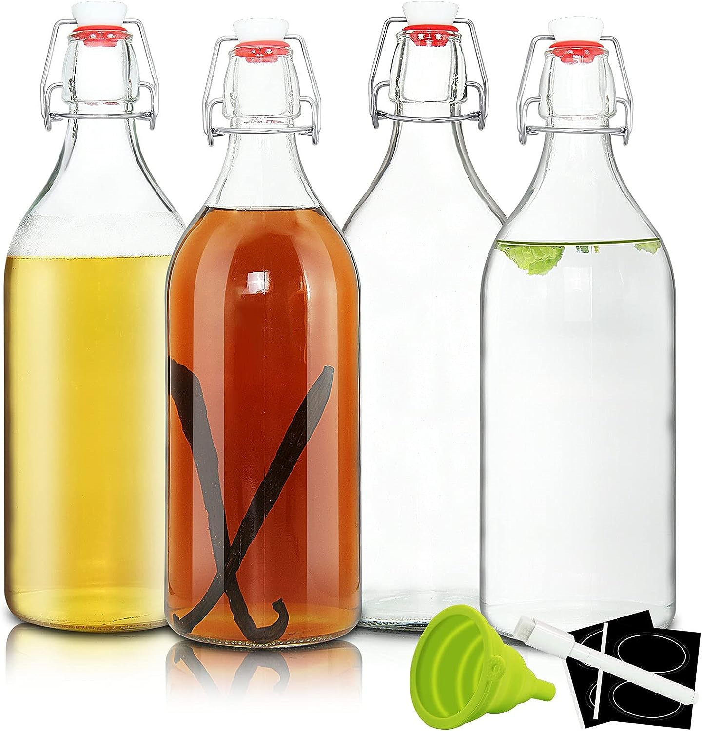 32oz Swing Top Bottles -Glass Beer Bottle with Airtight Rubber Seal Flip Caps...