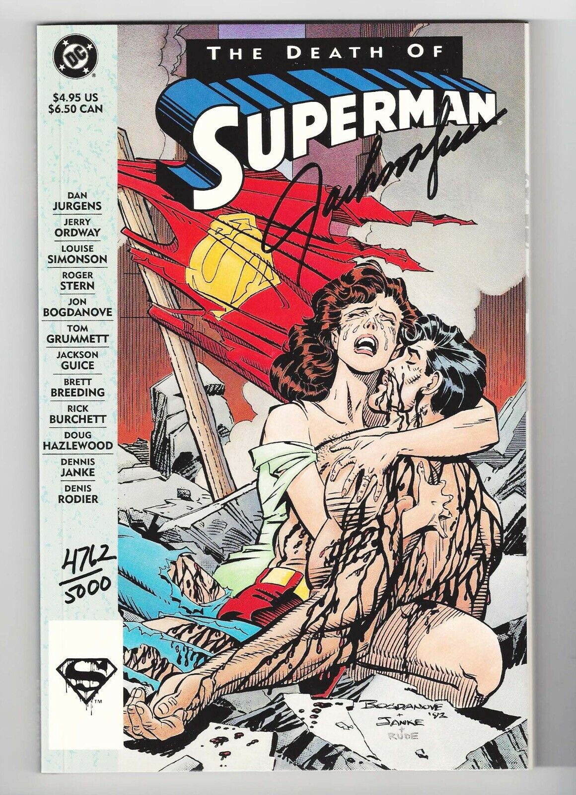 THE DEATH OF SUPERMAN 93 GRAPHIC NOVEL DC COMICS SIGNED JACKSON BUTCH GUICE LTD