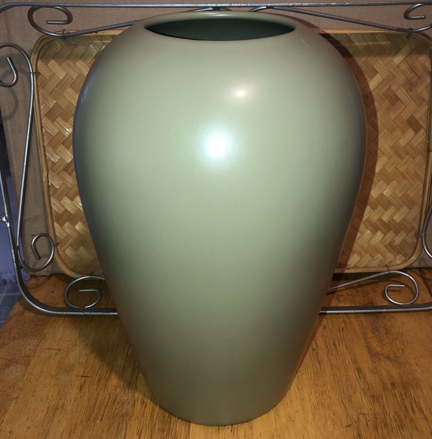 Vintage 13 1/2” Haeger  Green Vase