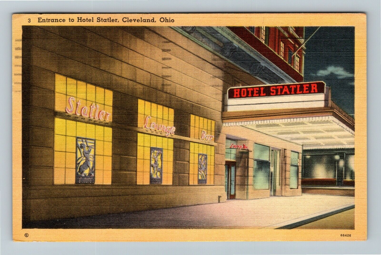 Cleveland OH-Ohio, Entrance To Hotel Statler c1942 Vintage Souvenir Postcard