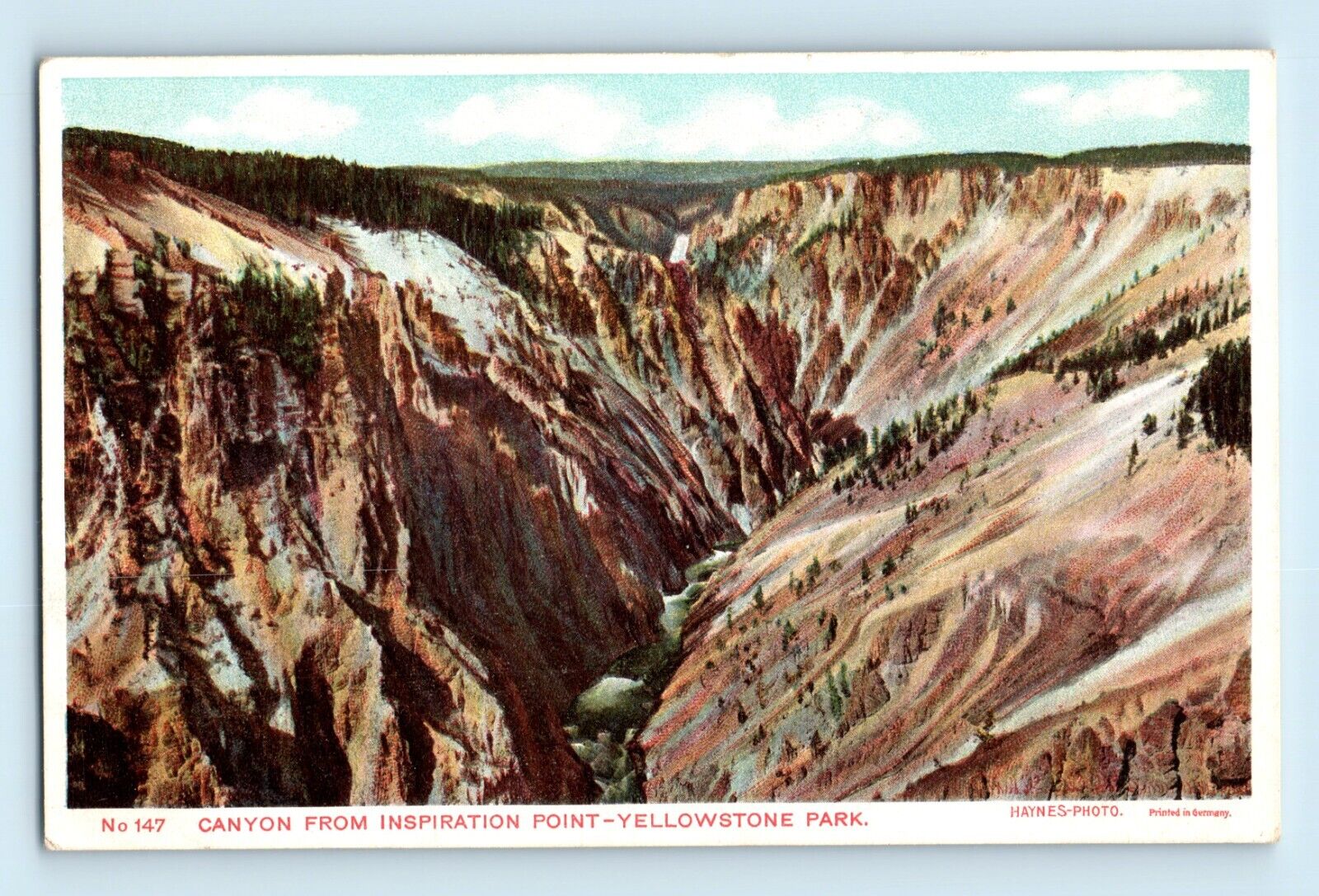 No 147 Canyon from Inspiration Point Yellowstone Park Haynes Photo Postcard B8