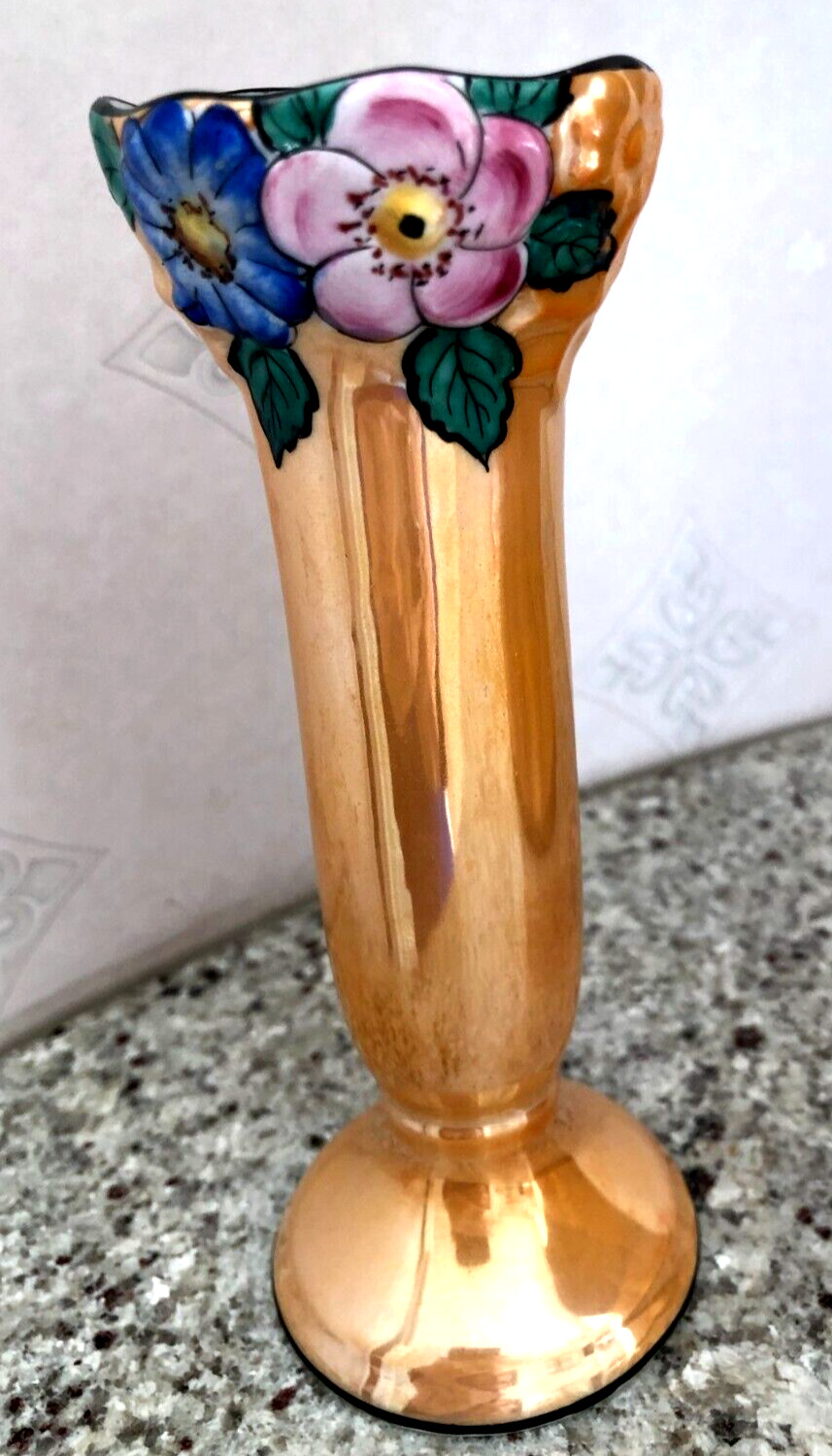 Noritake Art Deco Floral Luster Bud Vase