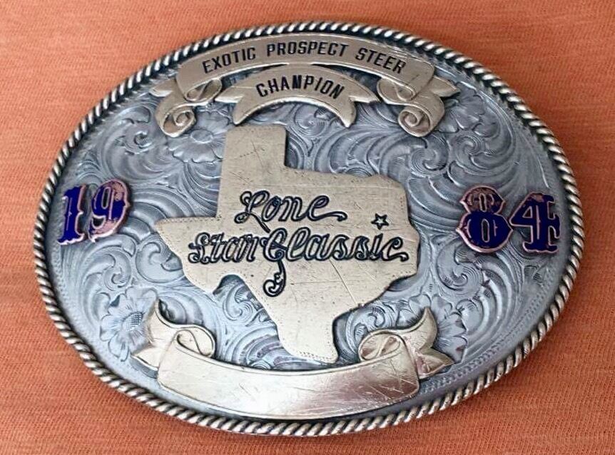 SUPER SALE  Huge 1984 Texas Lone Star Classic Champion Steer Trophy Belt Buckle