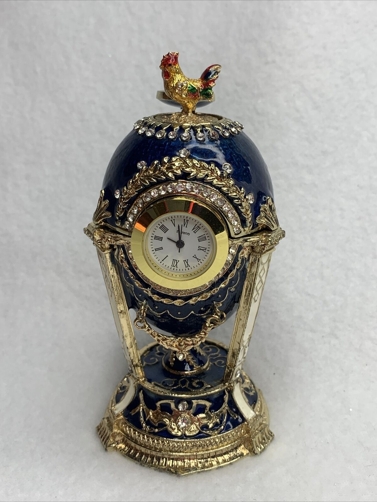 Brand New 1900 Cockerel Royal Imperial Easter Egg in Blue in Gift Box
