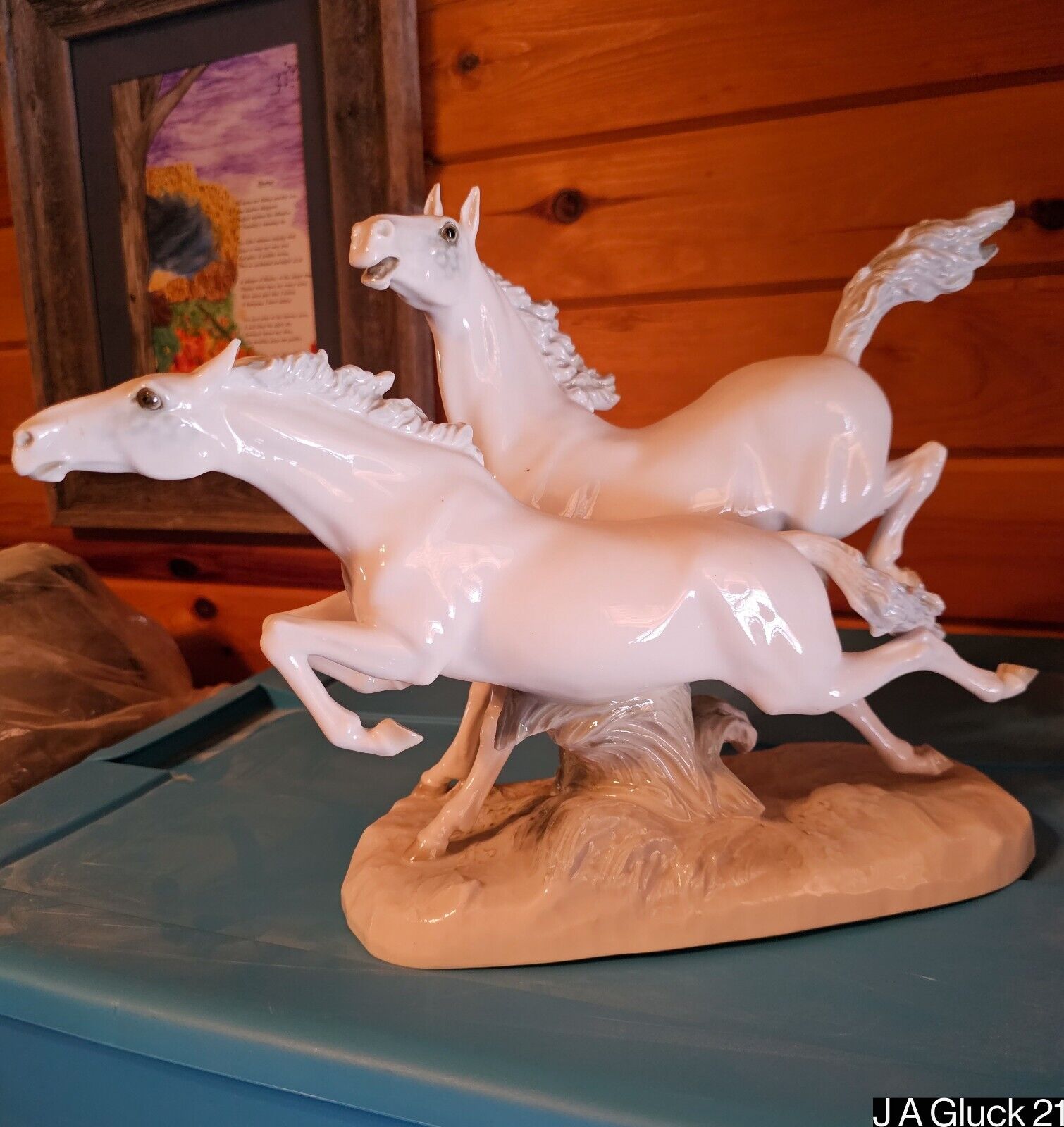 Hutschenreuther porcelain vintage Mid 20th c  Wht MH Fritz Wild Horses Figurine