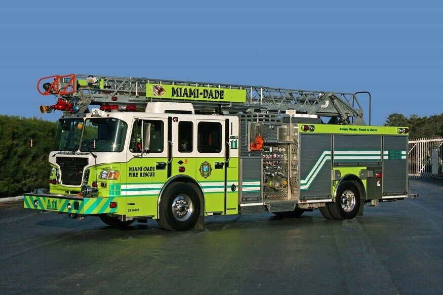 Miami Dade Fire Rescue, FL Spartan/Rosenbauer Aerial 11 fire apparatus photo 4x6
