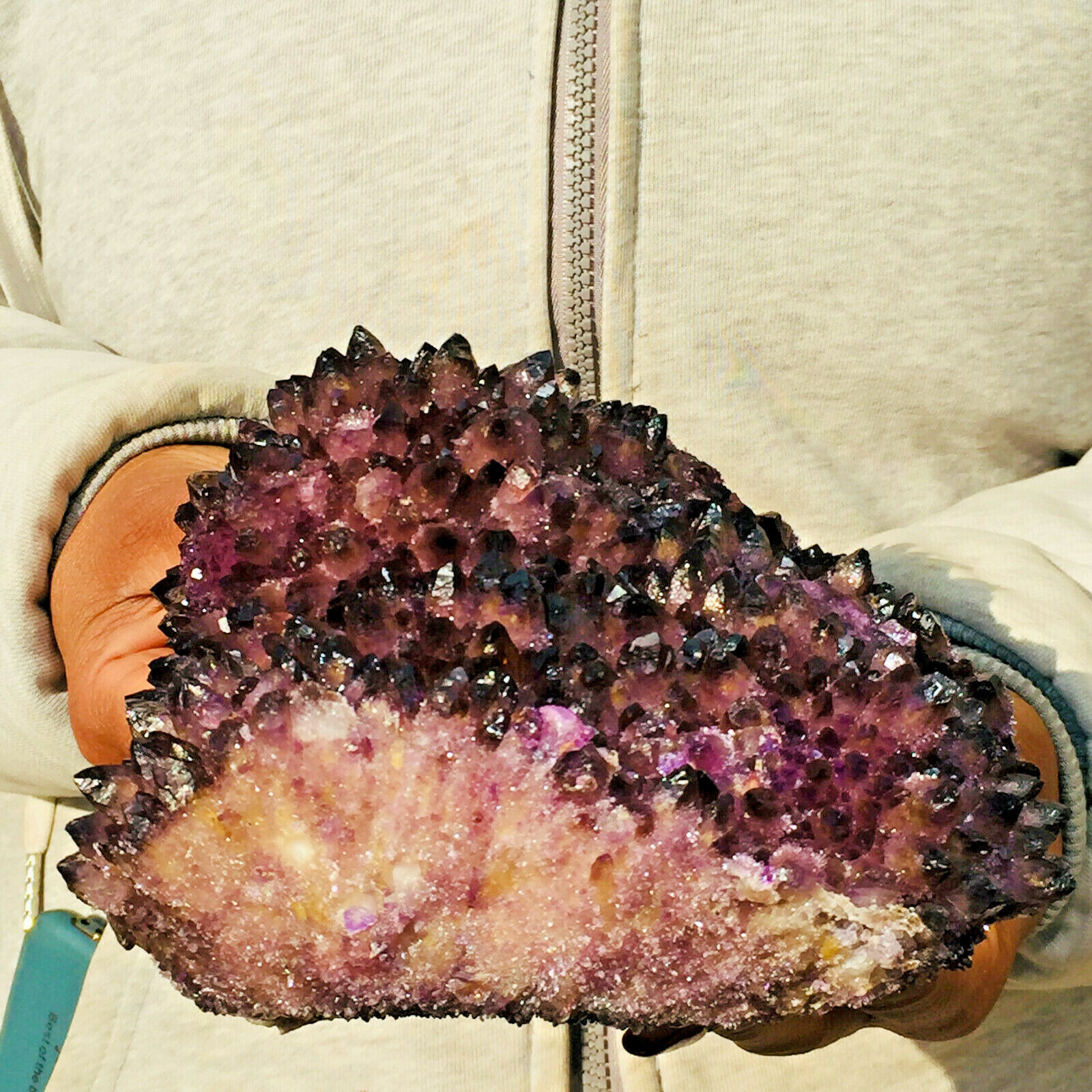 1924g Shiny Clear Amethyst Purple Quartz Crystal Cluster Healing Rough Specimen