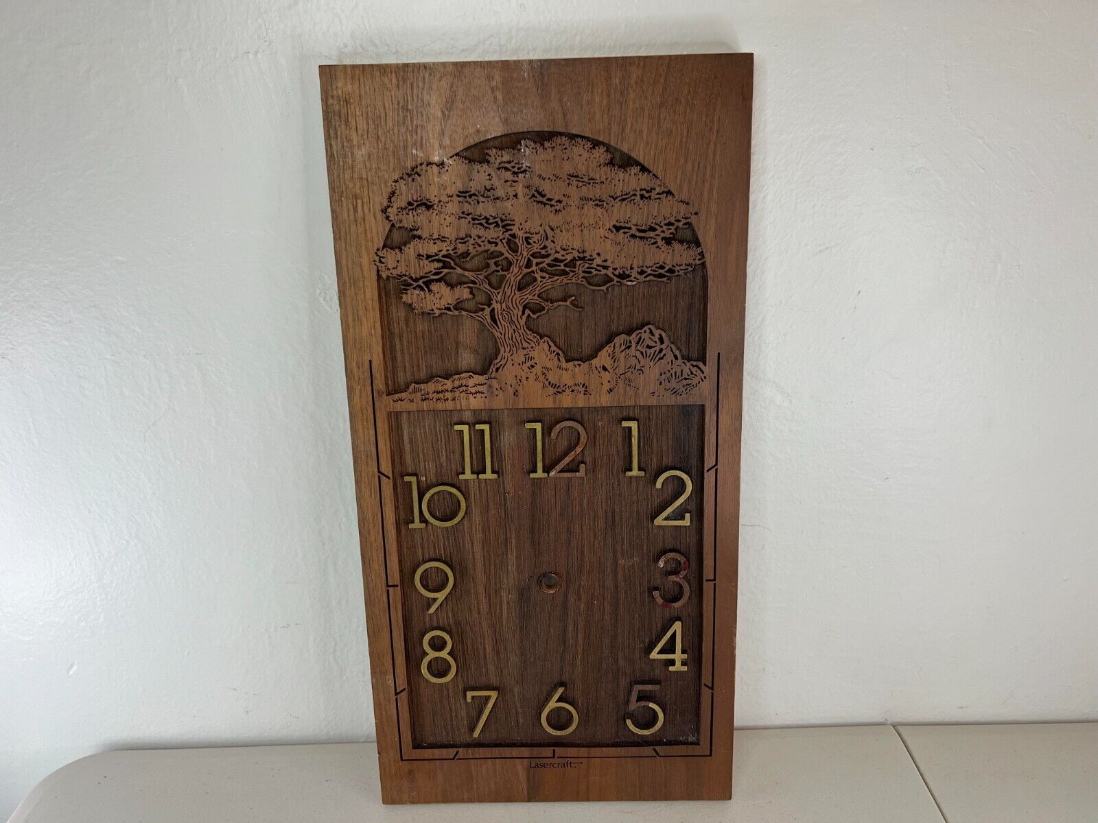 Lasercraft Solid Walnut Clock Wall Clock Laser Engraved Tree Design Office