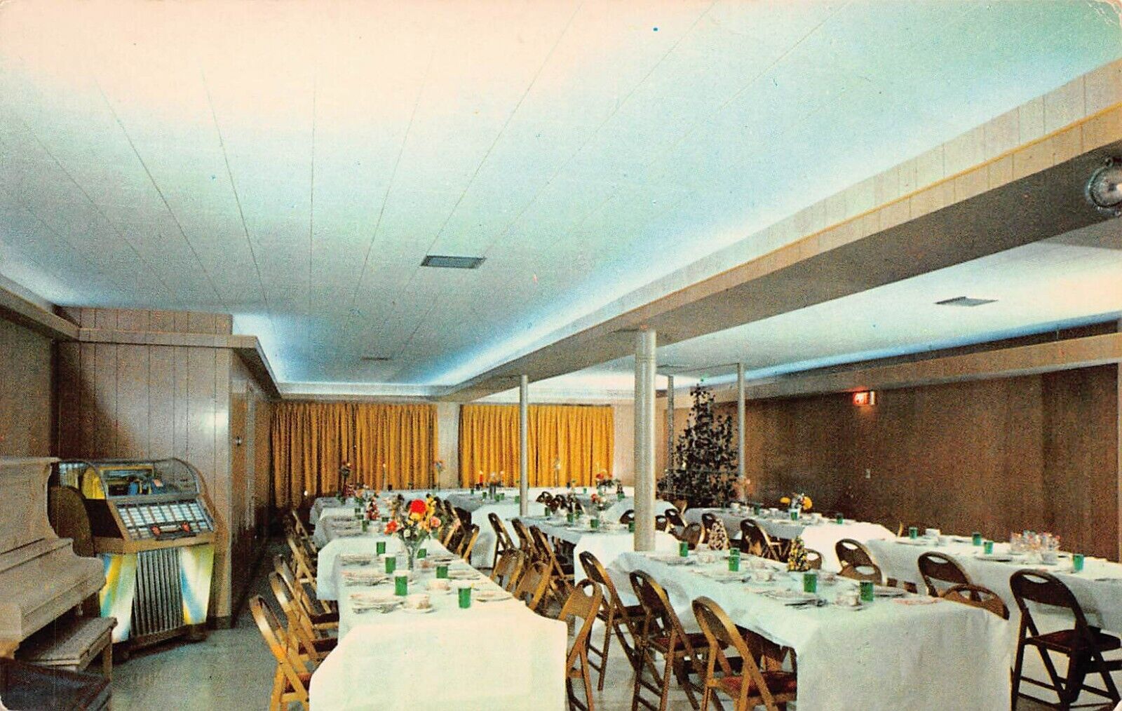 Malden MA Massachusetts Main Street Embassy Restaurant Interior Vtg Postcard B17
