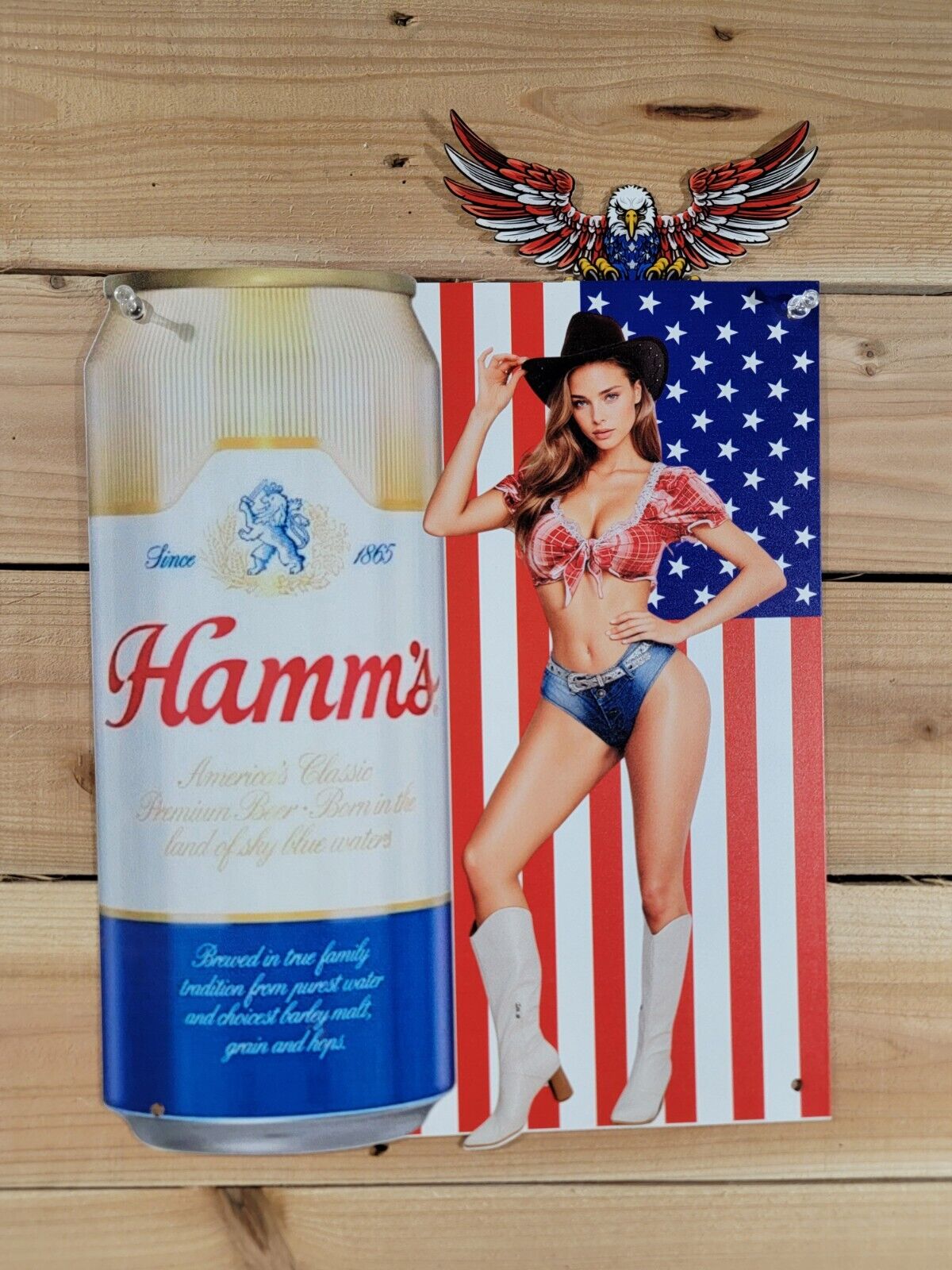 American Eagle Hamm\'s Beer  Metal Sign Man Cave Bar Pub Hamms Beer Sign 11x16 