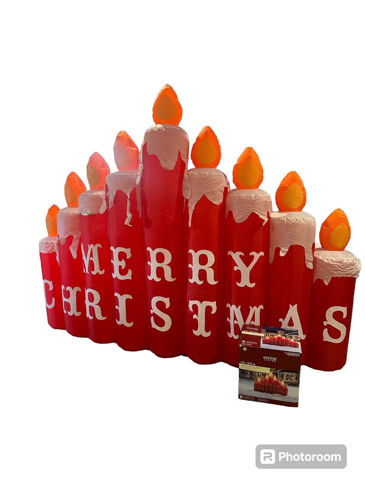 Gemmy CHRISTMAS CANDLES INFLATABLE LED AIRBLOWN 9ft long 6.5ft tall Light Up