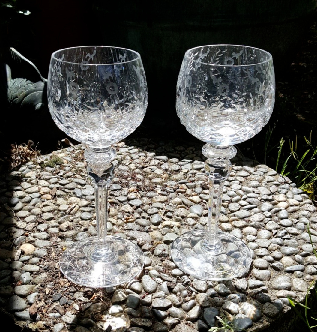 Rogaska Gallia crystal wine hock glasses set of 2 mint