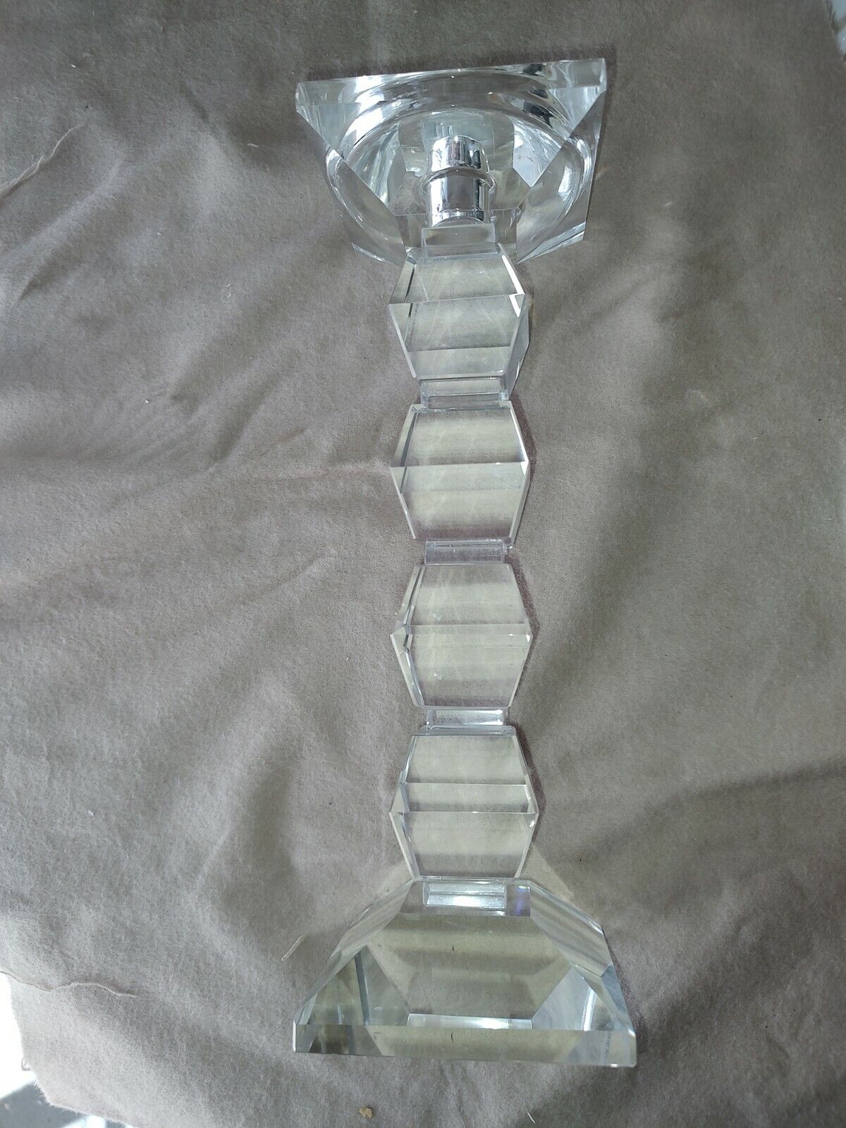 vintage crystal candle holder hexagonal prism. 
