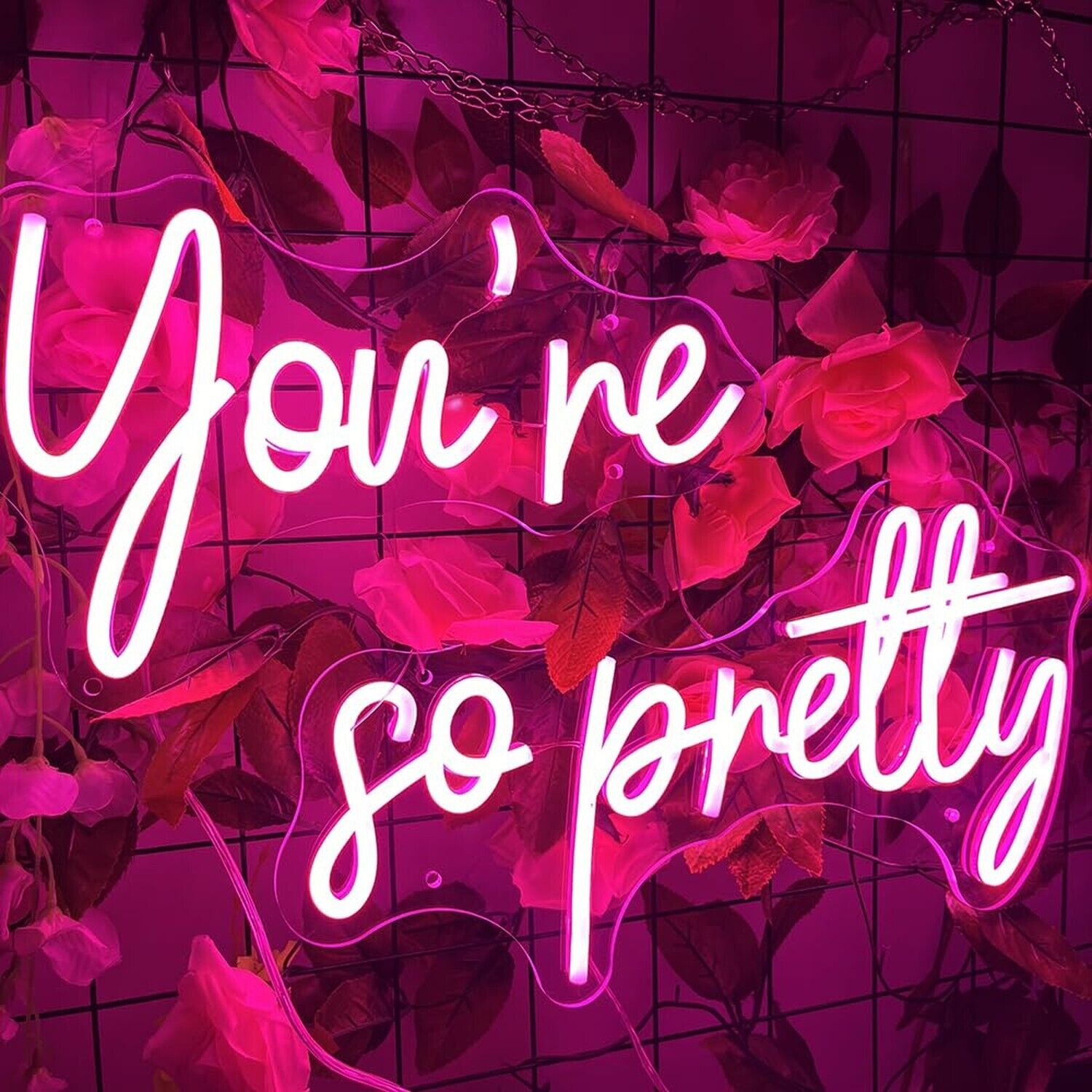 You\'re So Pretty Neon Sign for Wall Decor LED Pink Light Sign for Bedroom Bir...