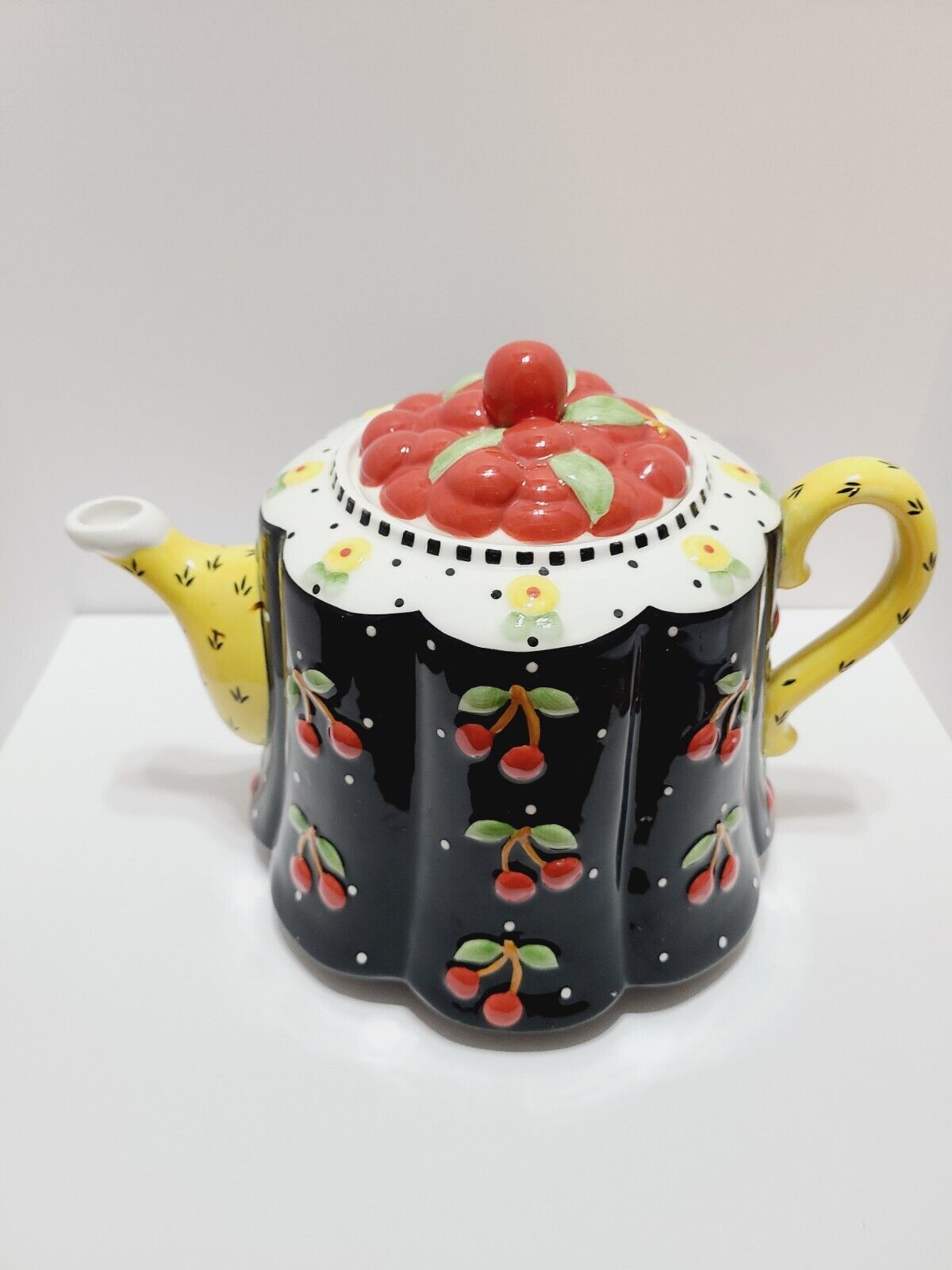 Mary Englebreight 2001 Very Cherry And Polka Dot Tea Pot ME Ink Full Size