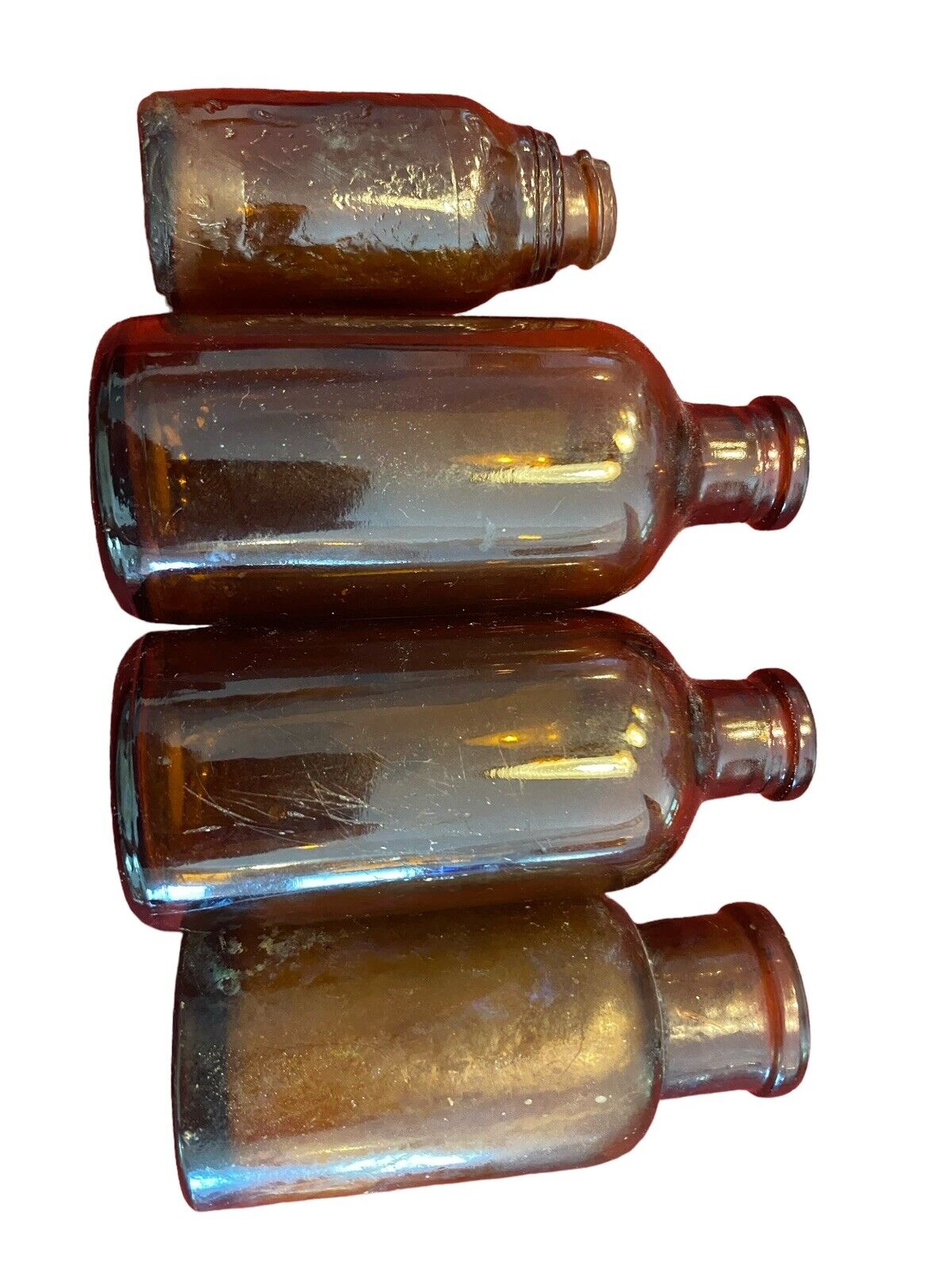Lot of 4 Vintage Duraglas Brown Amber Bottles 1845