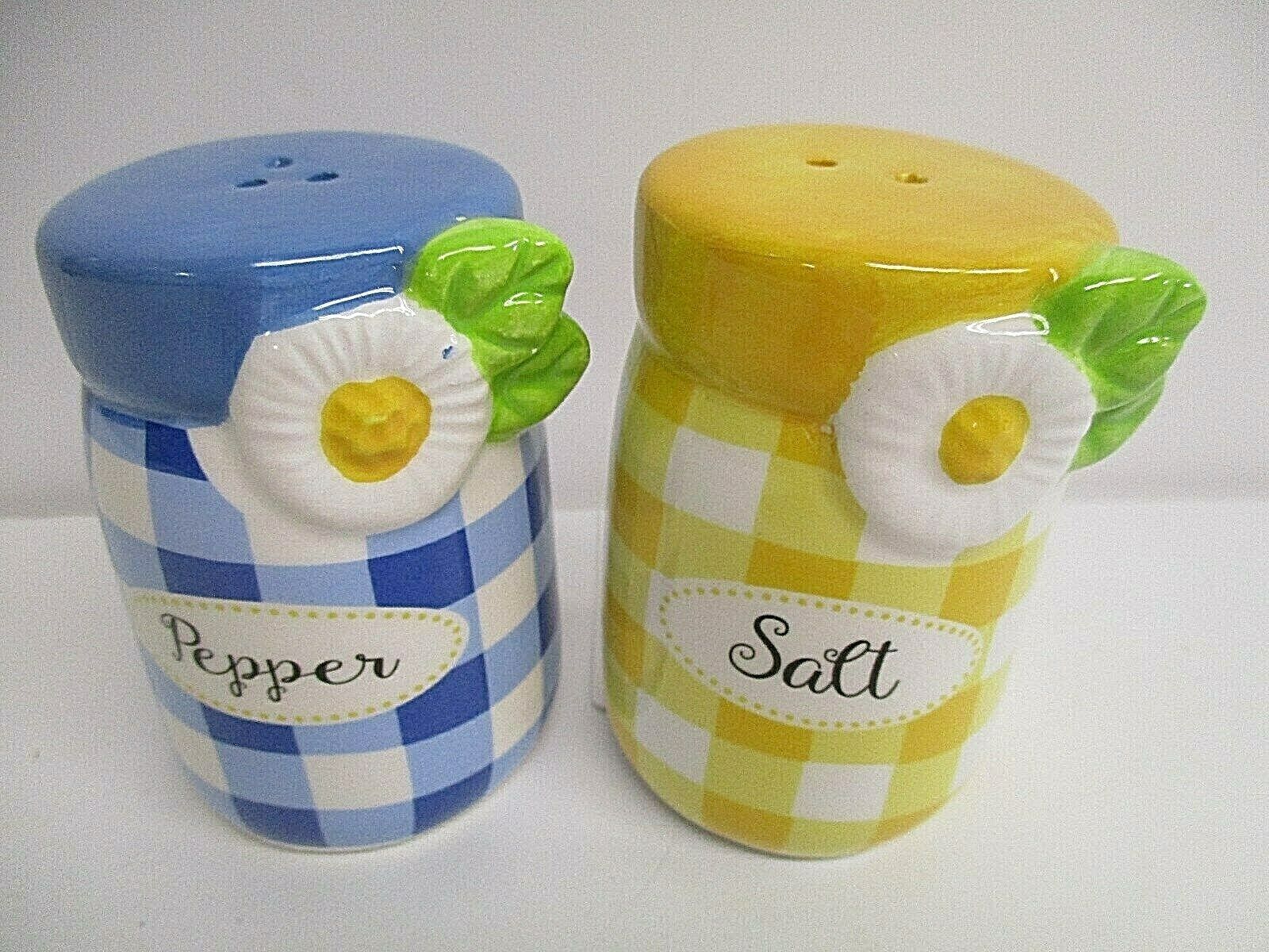 Country Cottage Check Mason Jar Salt & Pepper Shakers 