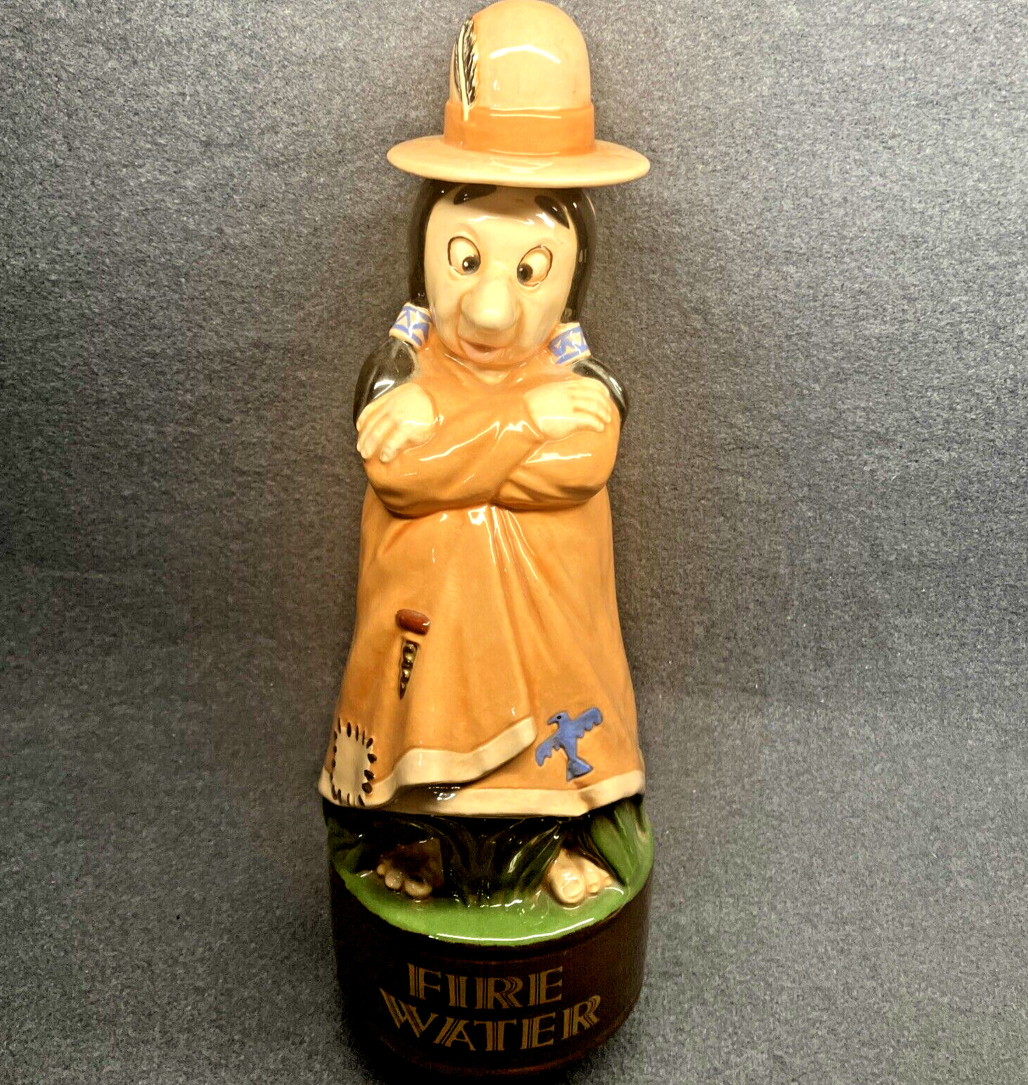 Alberta Figural Indian Fire Water Whiskey Decanter Novelty Ceramic 13\