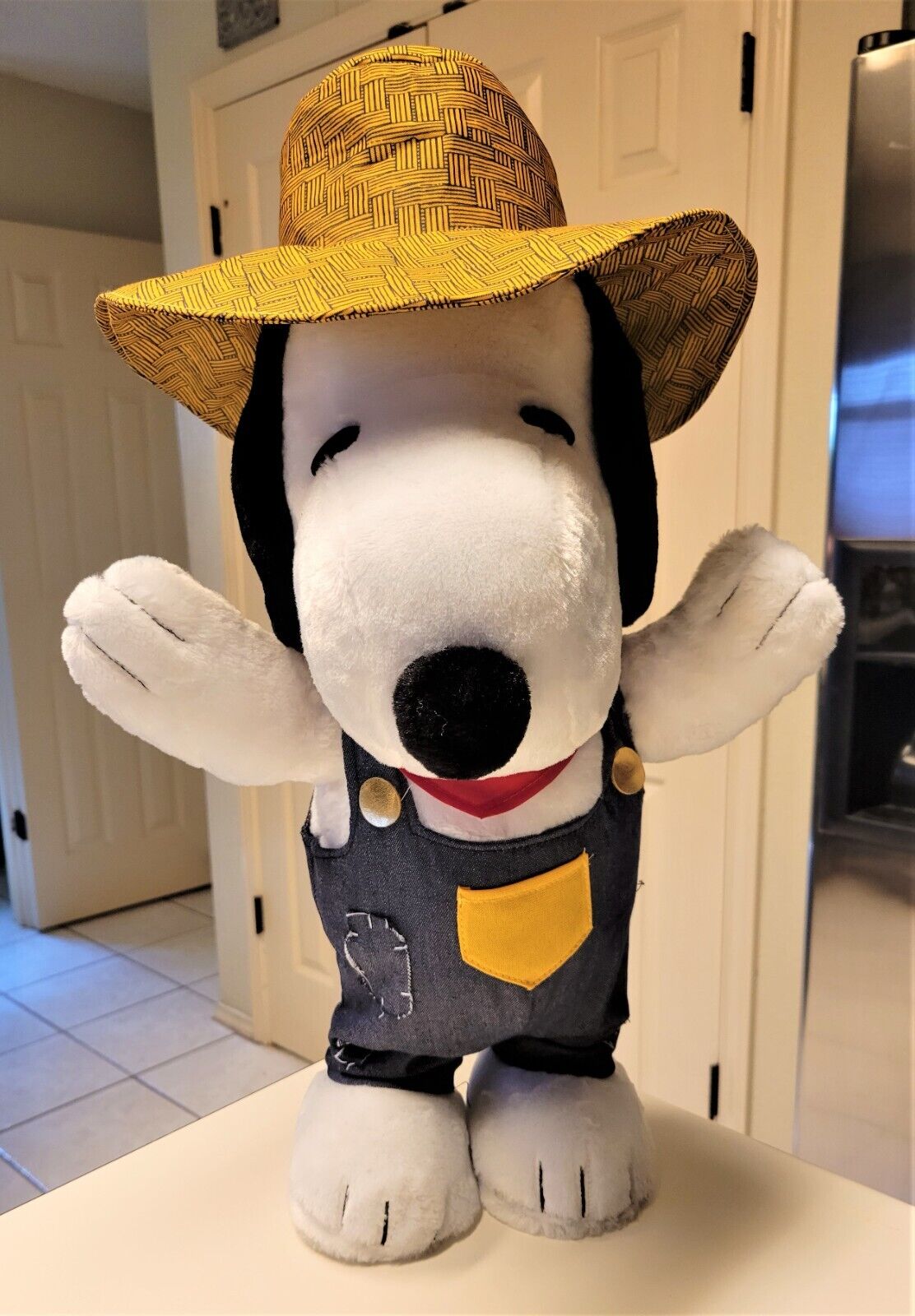 Large Snoopy Peanuts Fall Harvest Standing Plush Farmer 21” Tall Door Greeter