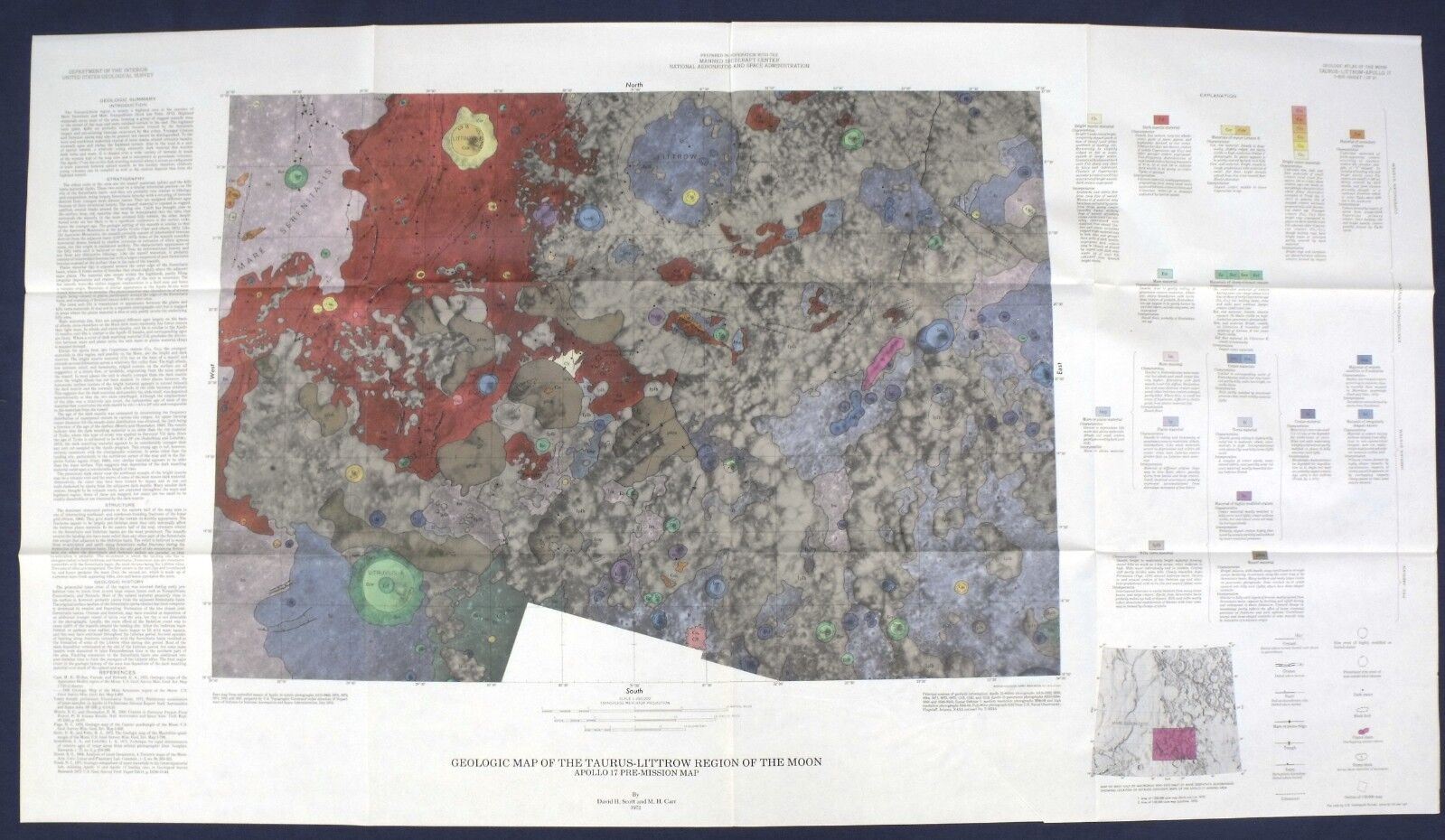 APOLLO 17 LANDING SITE GEOLOGIC MAPS 1972 Vintage PRE-MISSION 2-Map Set NICE