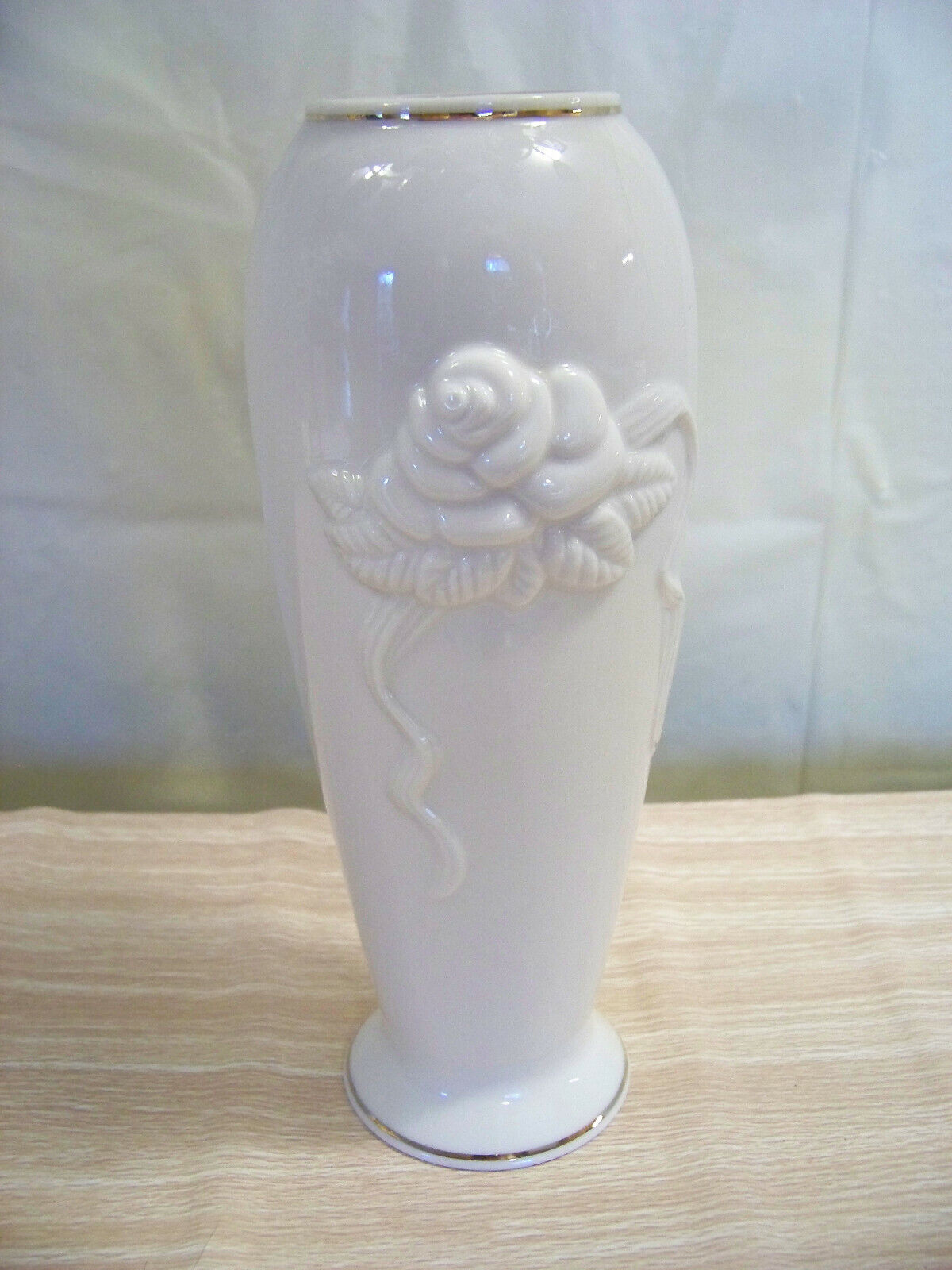 Lenox Bud Vase - Embossed Rose Blossom - 24 karat gold trim - 7 1/4 inches