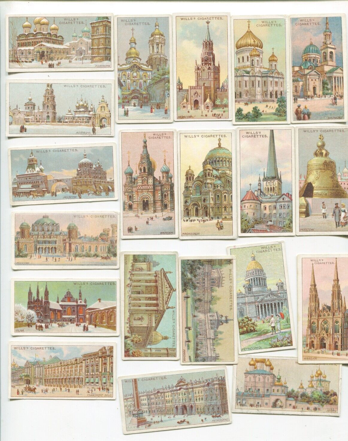 1916 WILLS CIGARETTES GEMS OF RUSSIAN ARCHITECTURE 20 CARD TOBACCO LOT