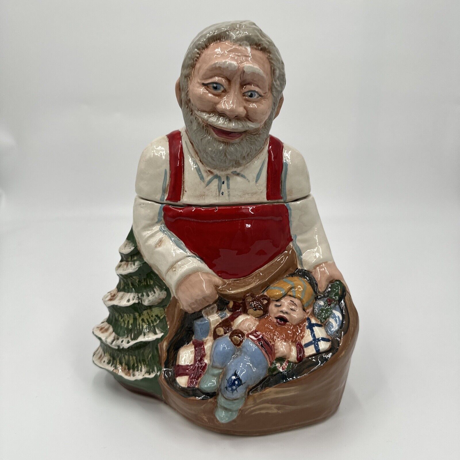 1990 Signed Rick Wisecarver Pottery Hand Painted Santa Clause Cookie Jar
