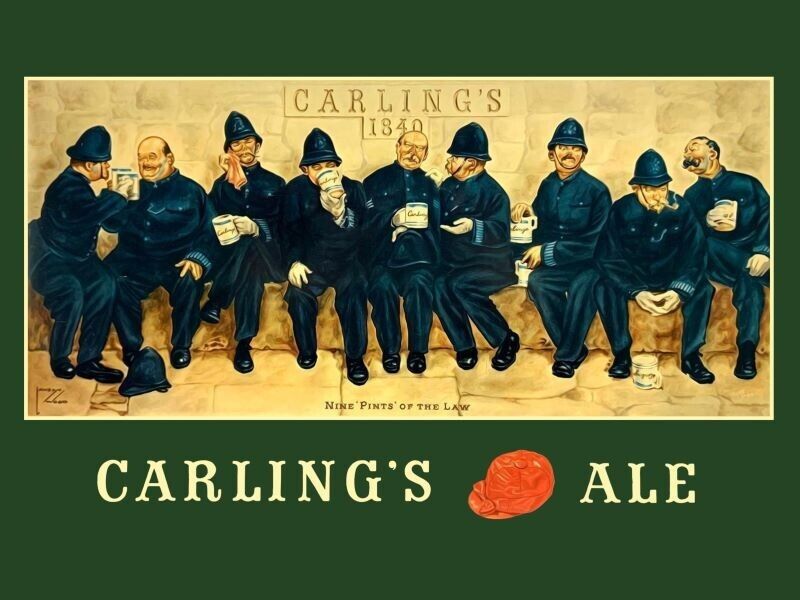 Carling\'s Red Cap Ale NEW METAL Beer SIGN: Nine Pints of the Law - Police Theme