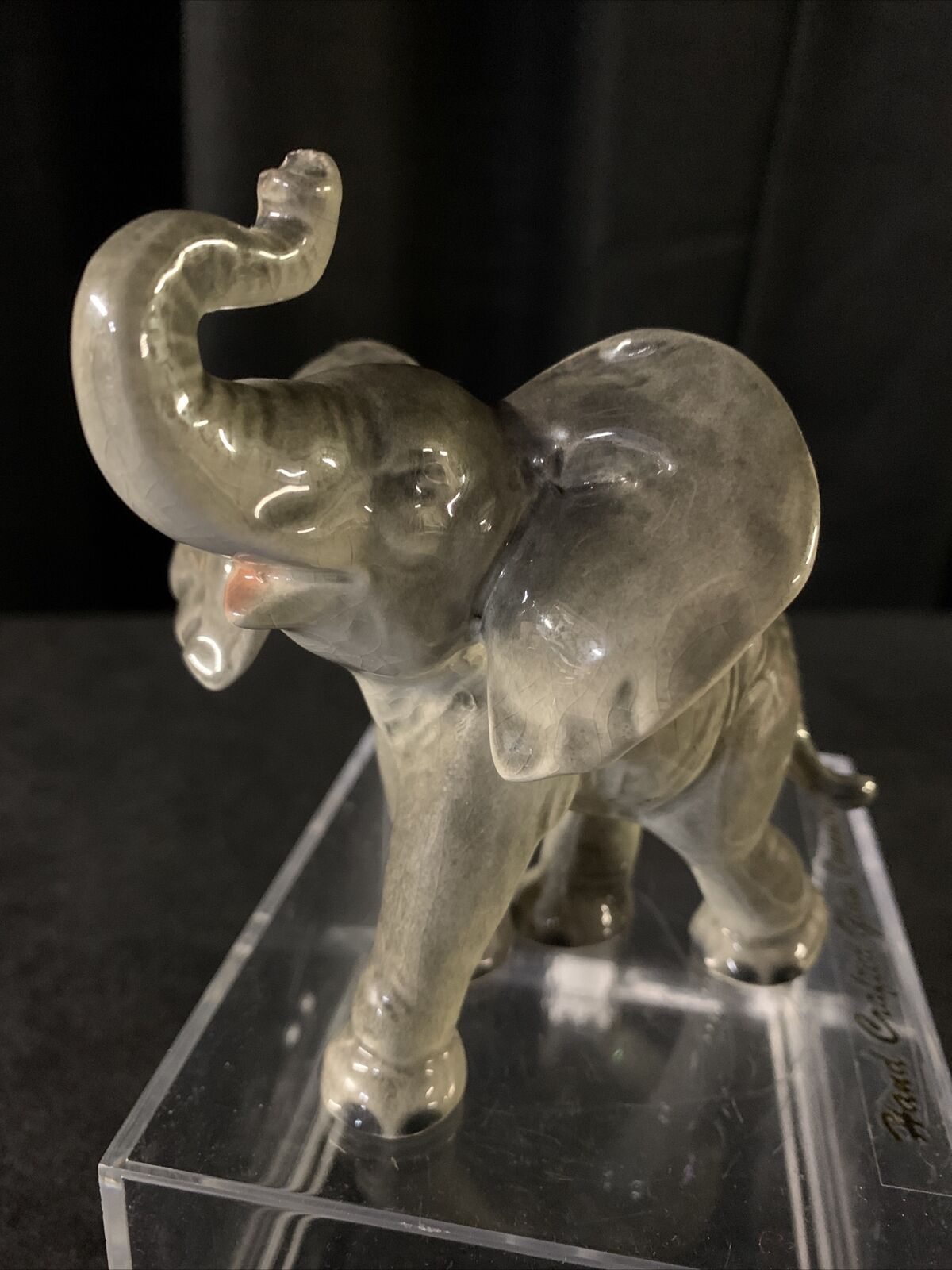 Goebel W. Germany Baby Elephant Porcelain Figurine TMK 6. Some crazing On Legs.