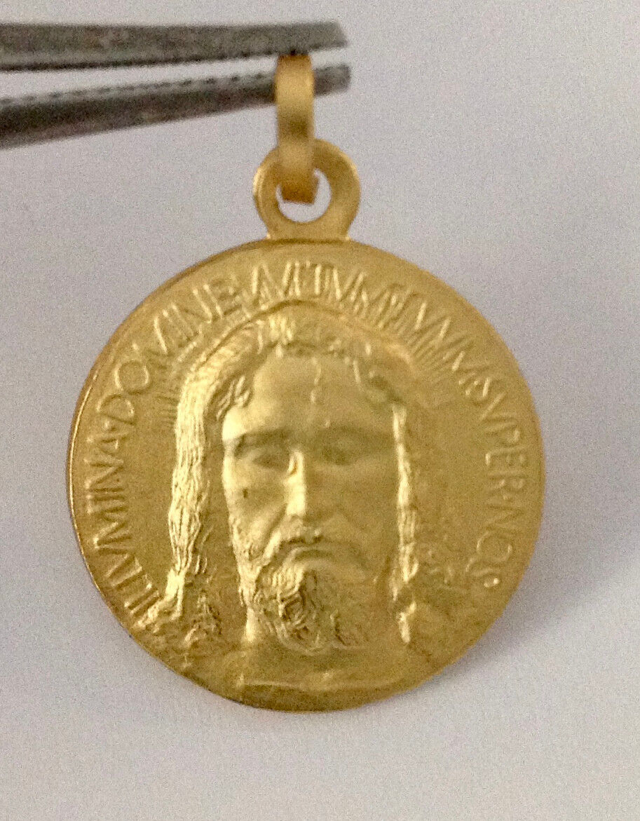 18KT SOLID YELLOW GOLD THE HOLY FACE OF JESUS MEDAL - 100% MADE IN ITALY