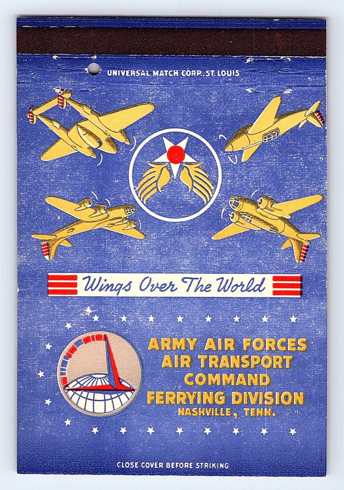 40-Strike Vintage Matchbook Army Air Forces Ferrying Division Nashville TN