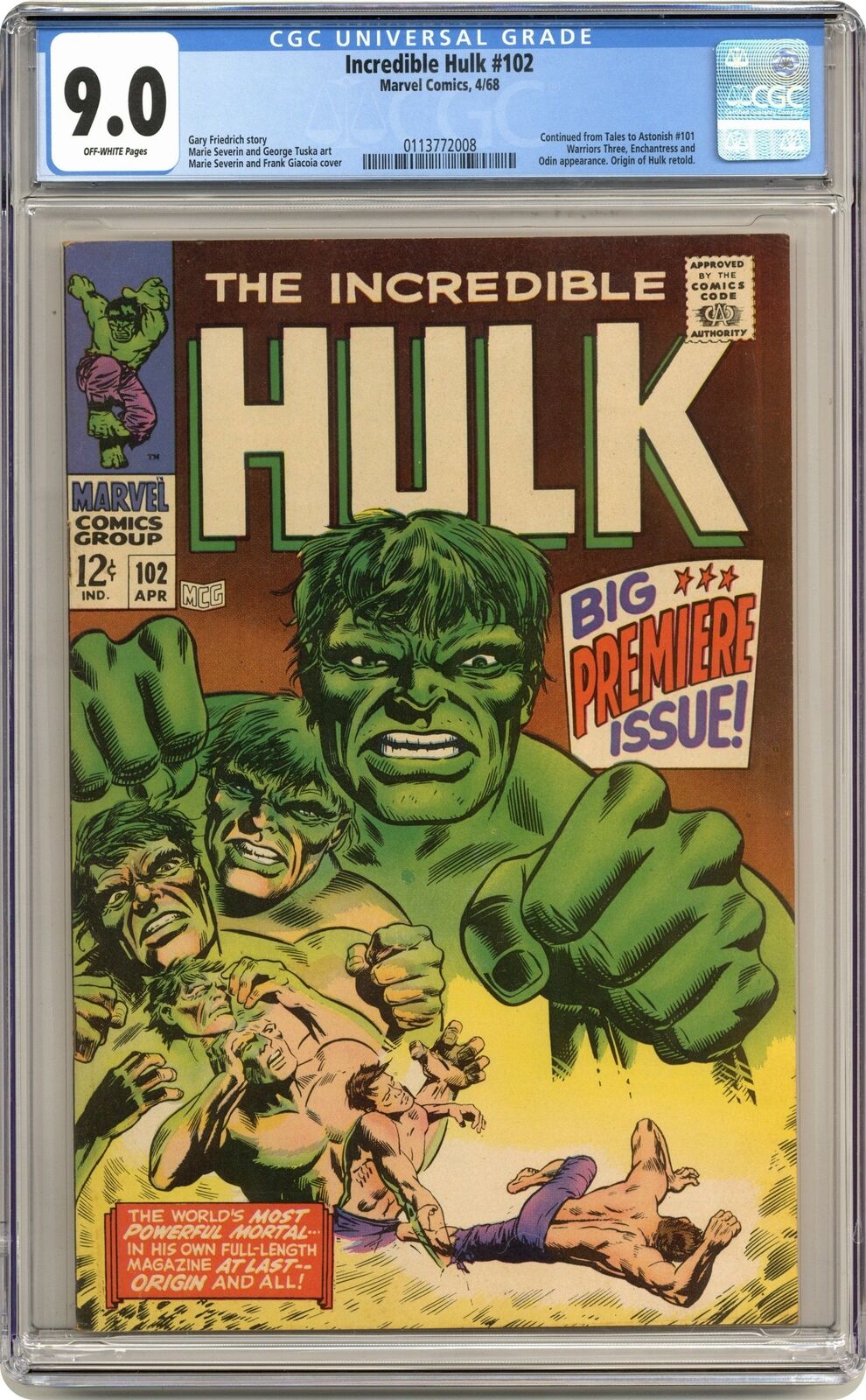 Incredible Hulk #102 CGC 9.0 1968 0113772008