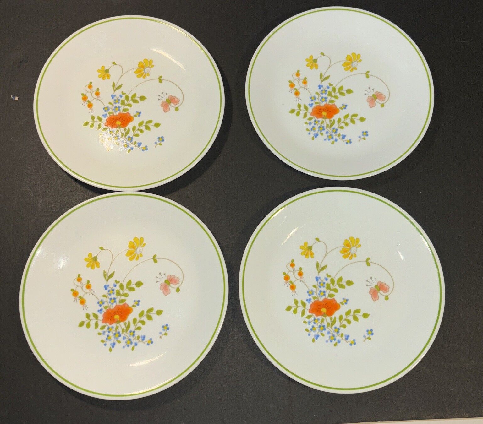 Set Of 4 Corelle Corning Wildflower Plates 8 9/16” Pre-Owned