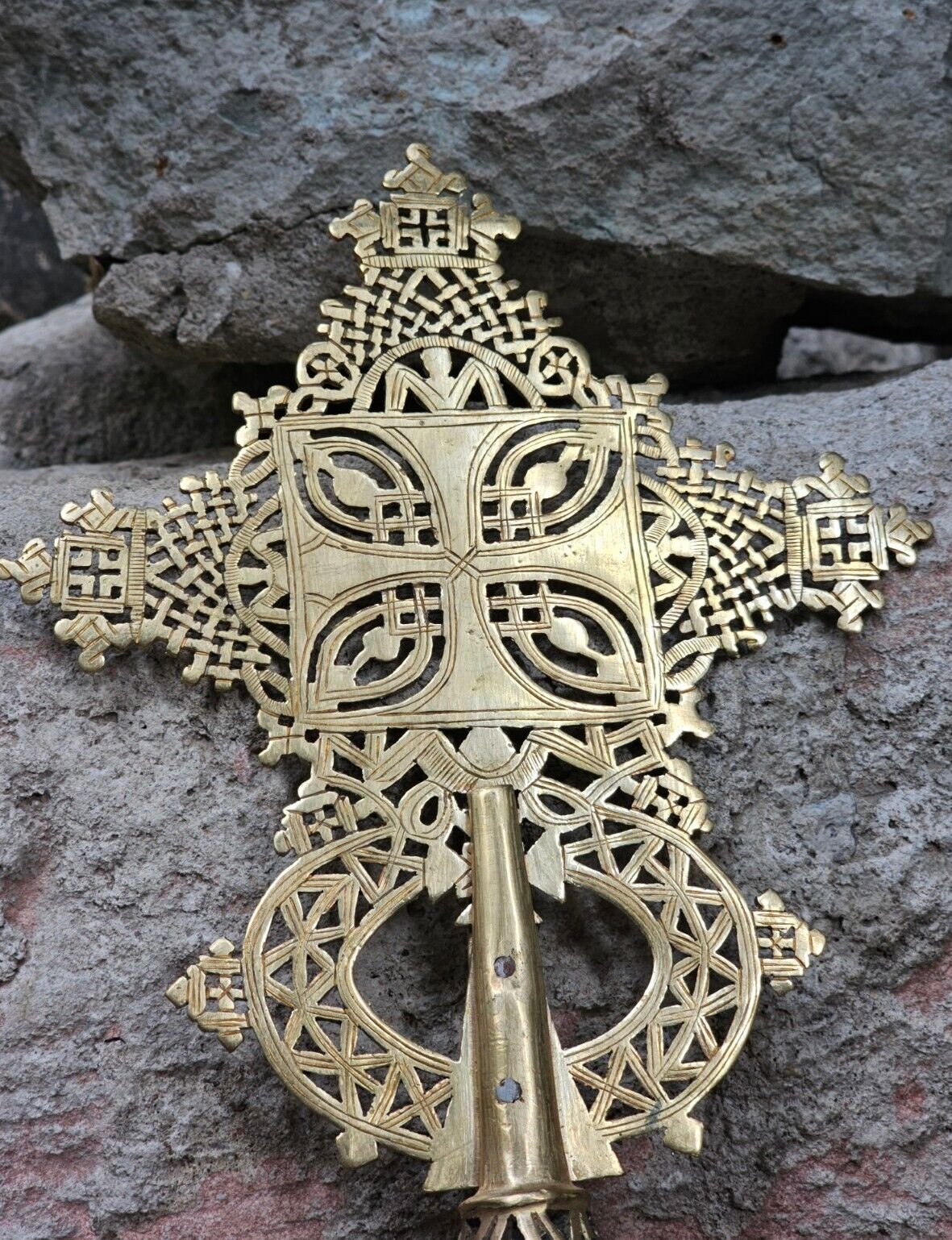 Ethiopian Processional Cross  Orthodox Coptic Christian Blessing Decoration 