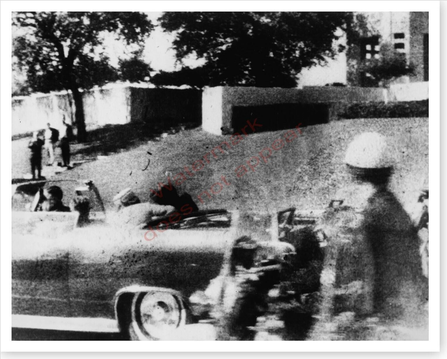 President John F. Kennedy Limosine Speeding Away In Dallas 8x10 Moorman Photo