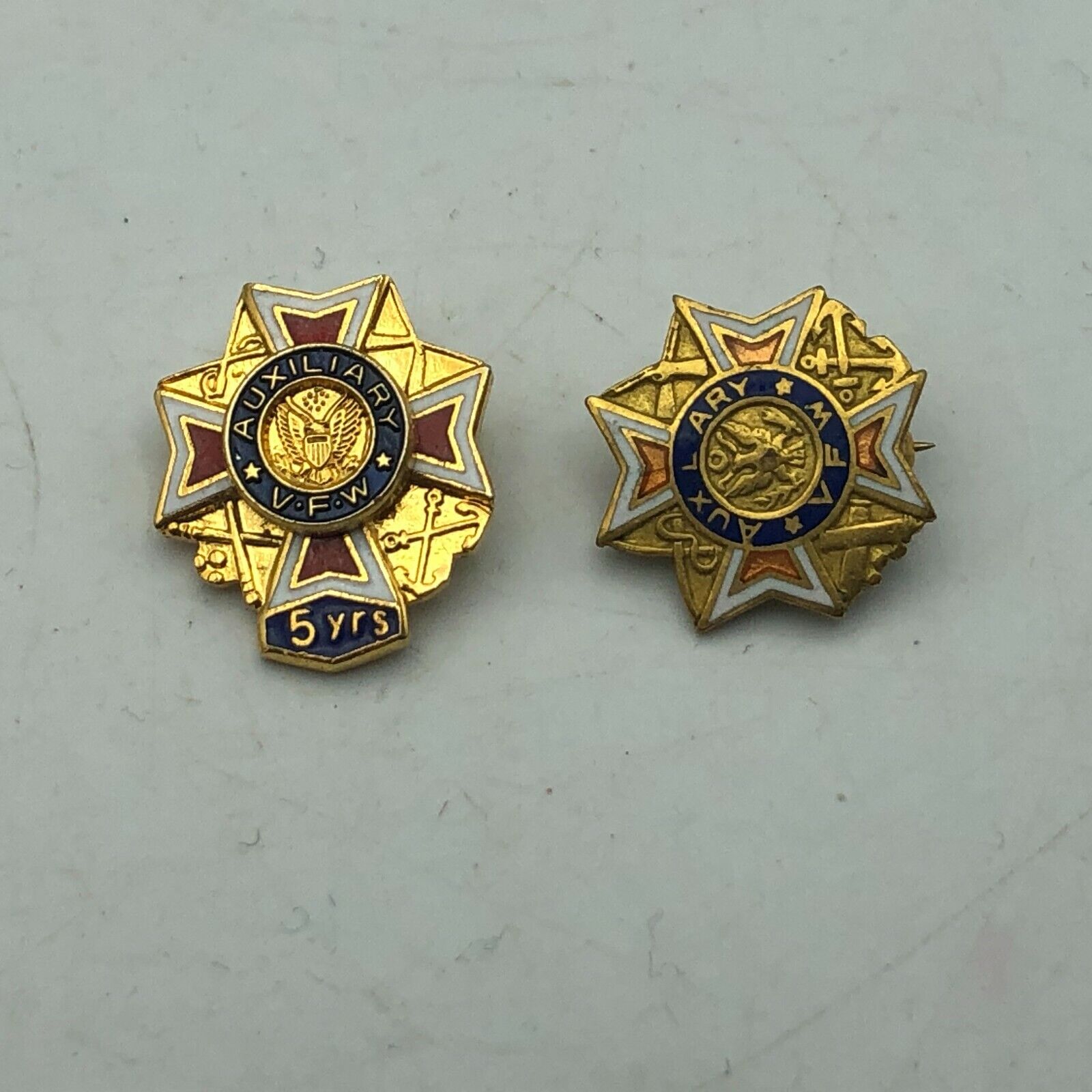 VFW Auxiliary Lapel Pin Lot Vintage Whitehead + Hoag Plus Unmarked 5 Year Award