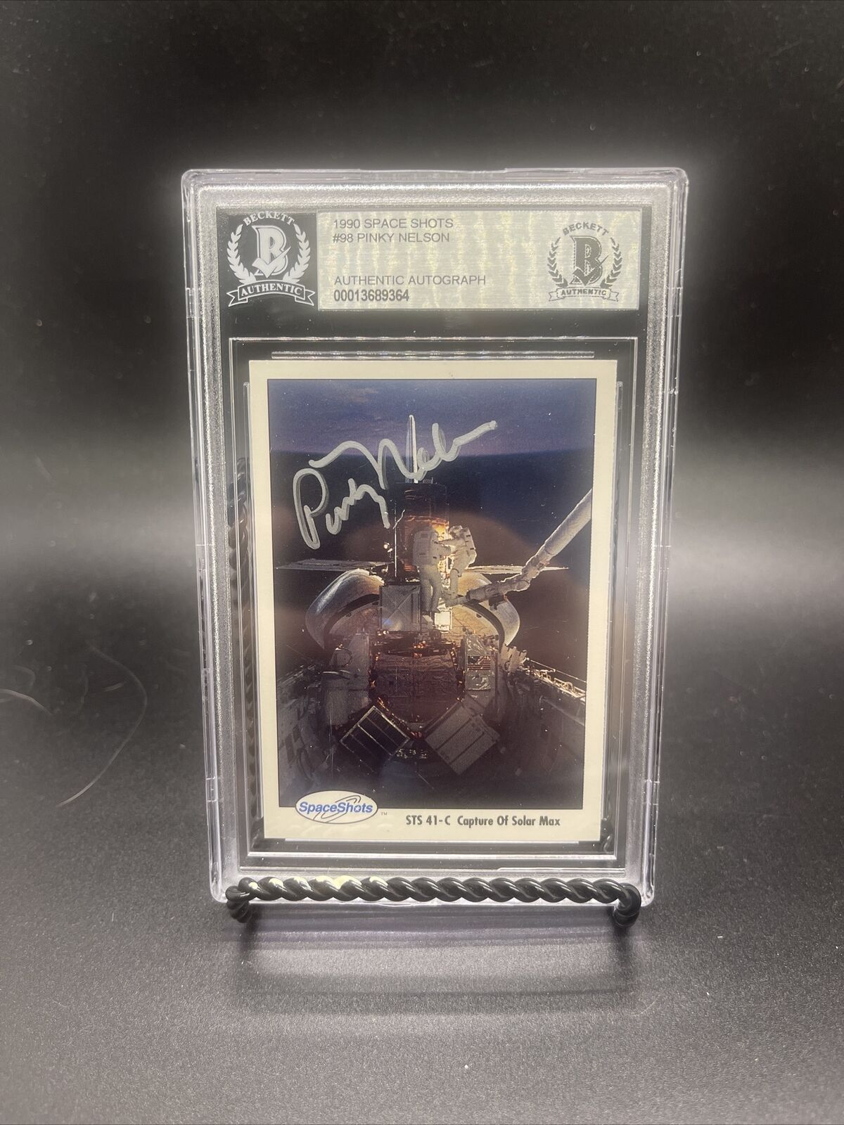 George Pinky Nelson #98 signed auto Space Shots NASA Card Becket Slabbed D2