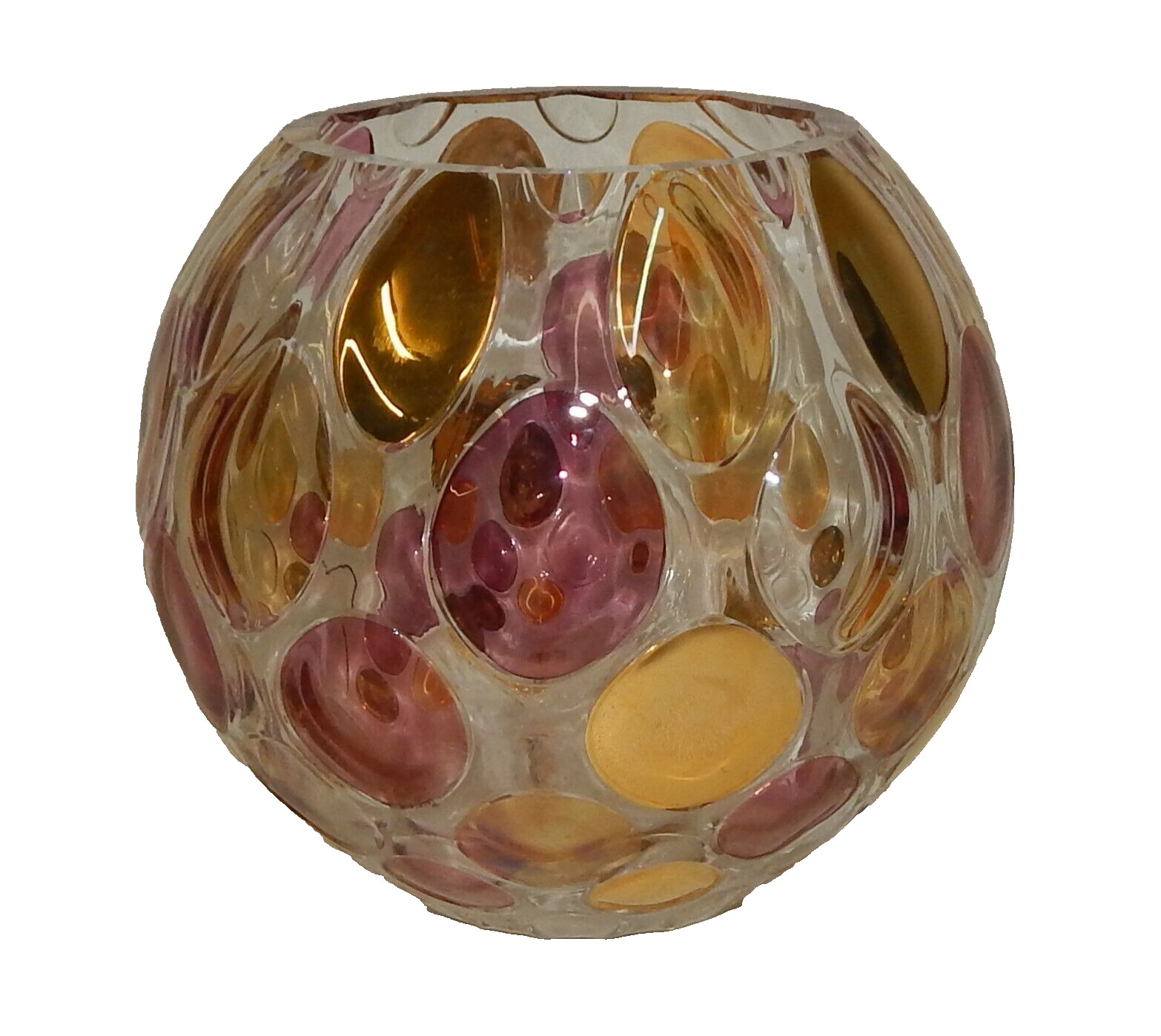 1960s Bohemian Coin Dot Glass Lamp Shade Globe Kannegiesser Borske Sklo Czech