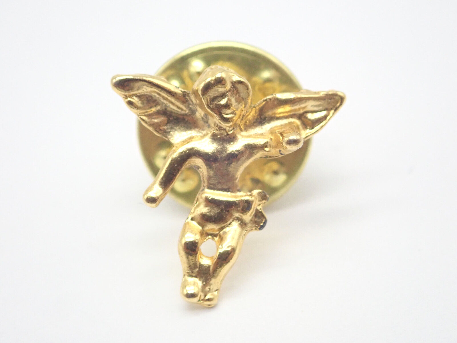 Cherub Angel Guardian Gold Tone Vintage Lapel Pin