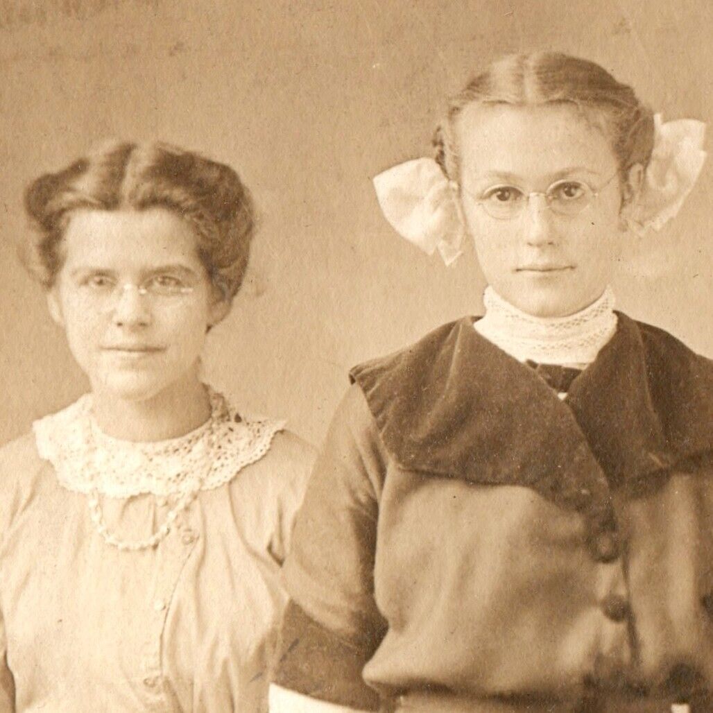 c1910s Two Cute Young Ladies RPPC Smirk Stoic Girl Real Photo Modest Women A161
