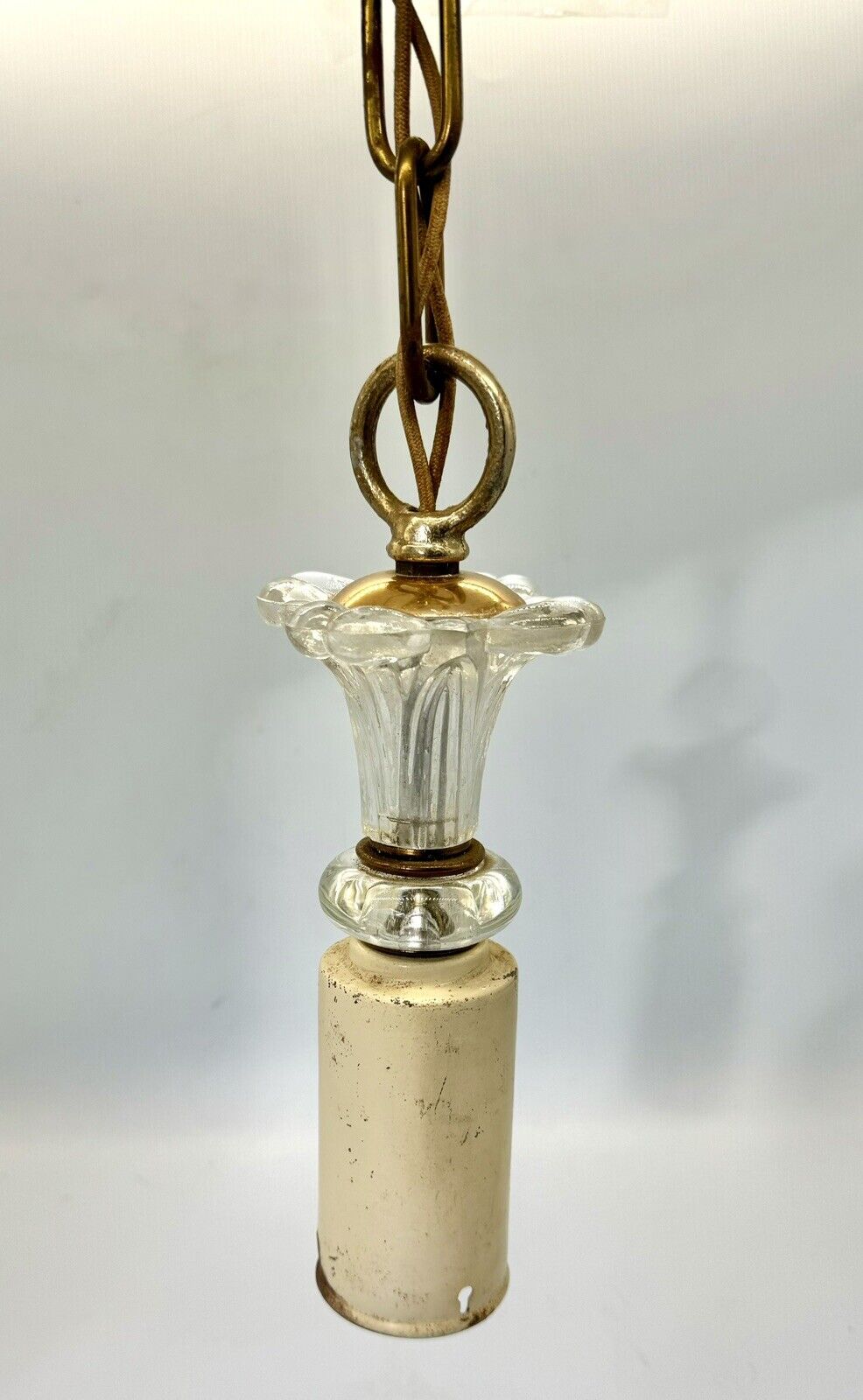 Vintage Glass Copper Brass Hanging 1-light Pendant Ceiling Light Fixture Unique