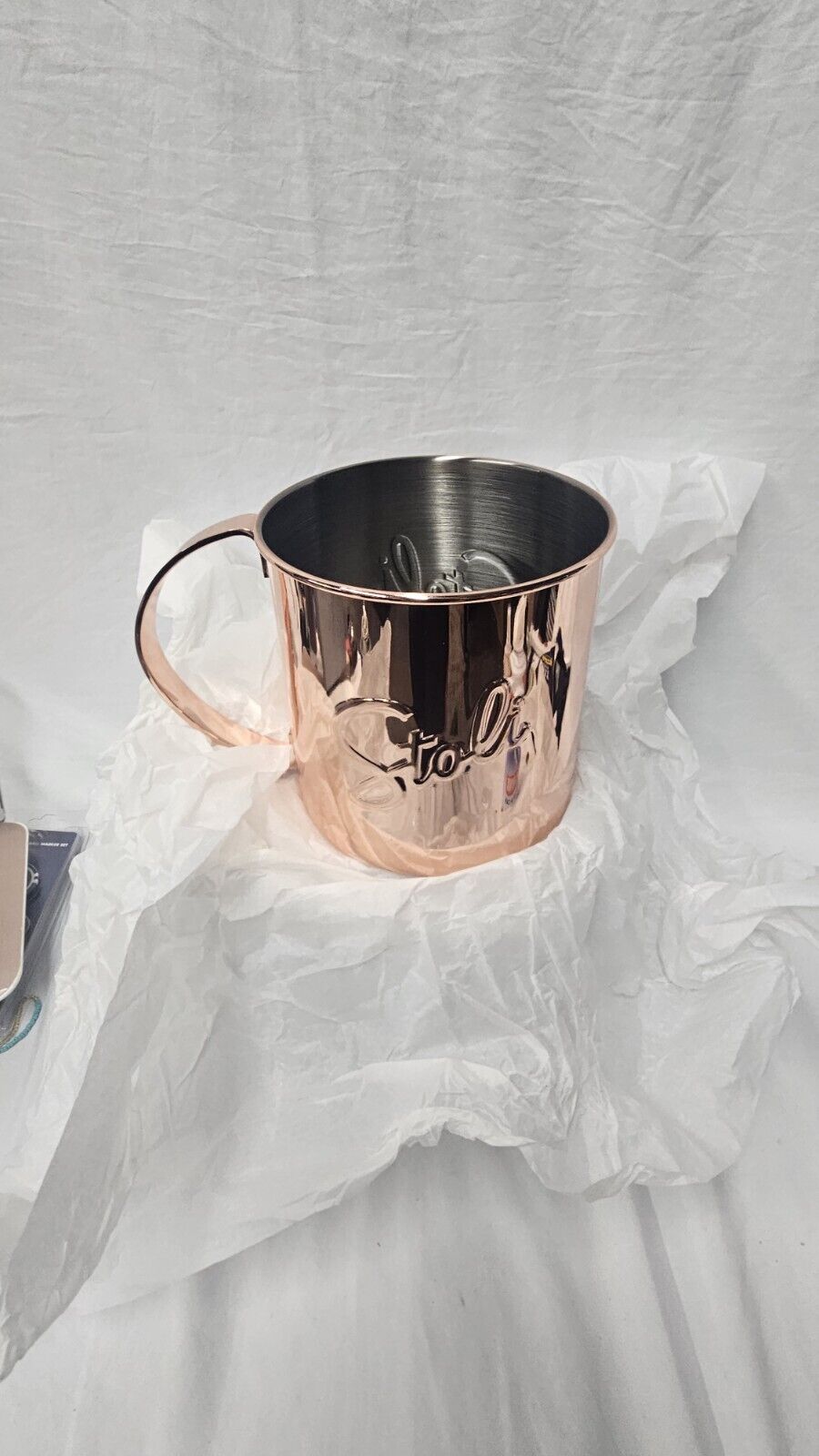 Stoli Stolichnaya Vodka Moscow Mule Copper Stainless Mug Cup Large 7\