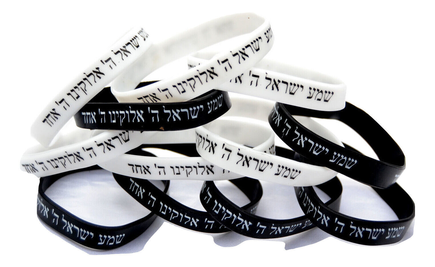 new Wholesale 12 pc Jewish Bracelets israel Rubber Shema Israel  Black/ White 